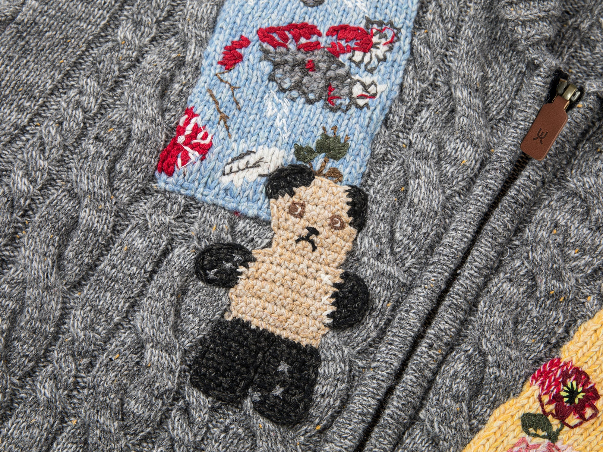 Vintage-inspired patch zip cardigan