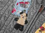 Vintage-inspired patch zip cardigan