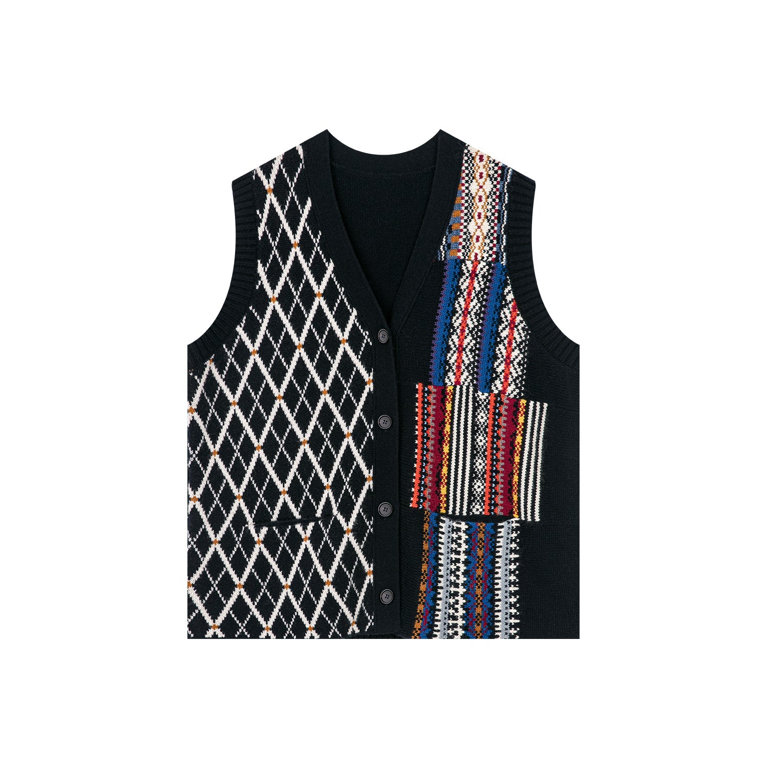 Buttoned fairisle wool vest