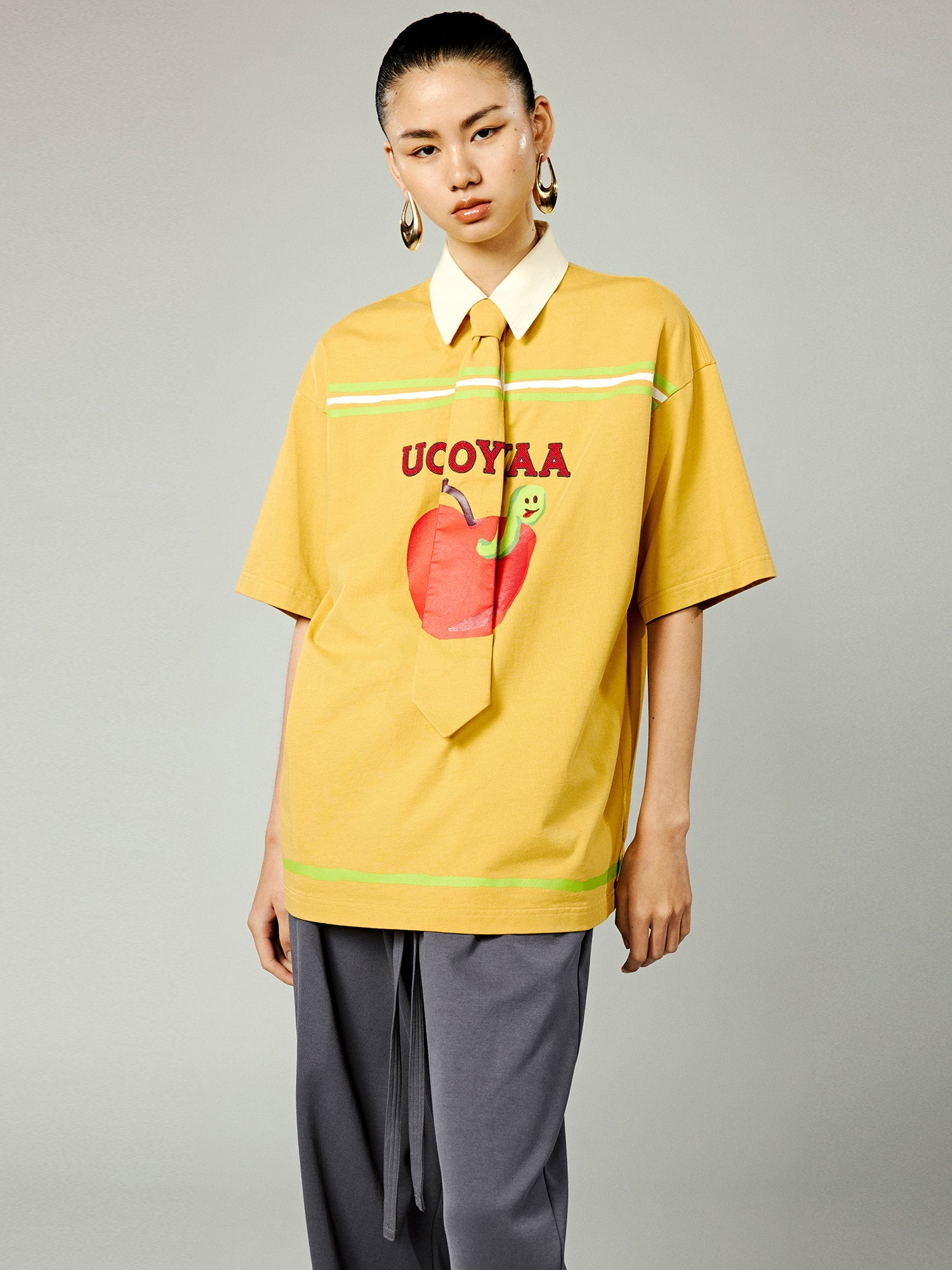 Illusion tie polo shirt