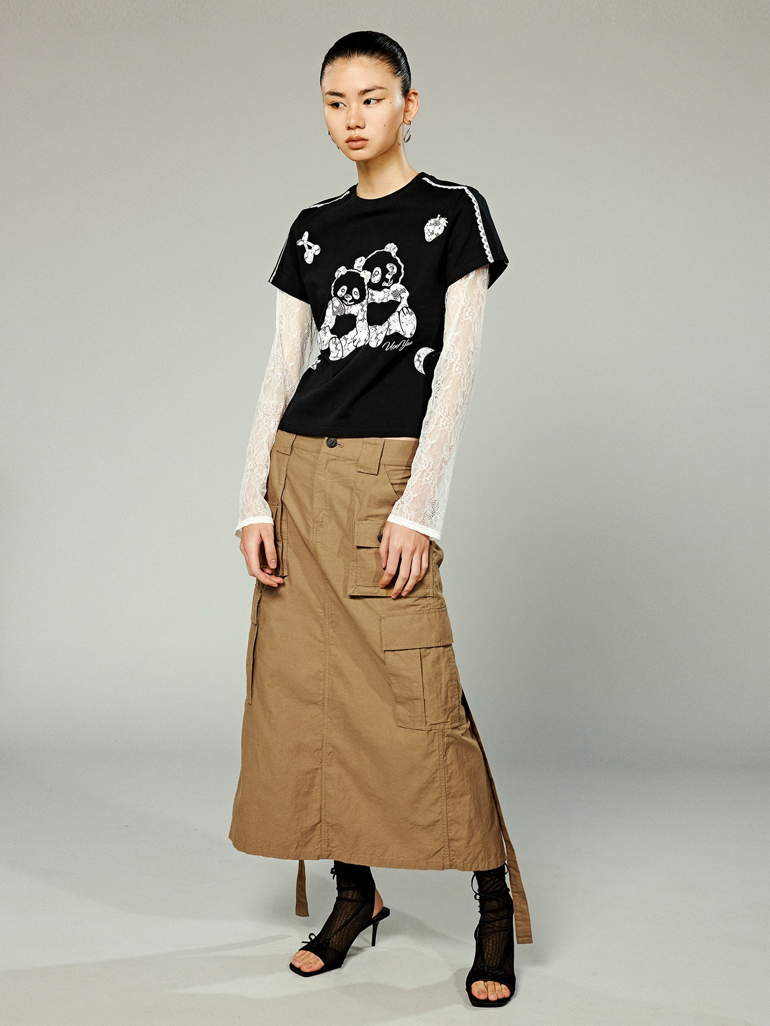 Cozy panda faux layered t-shirt