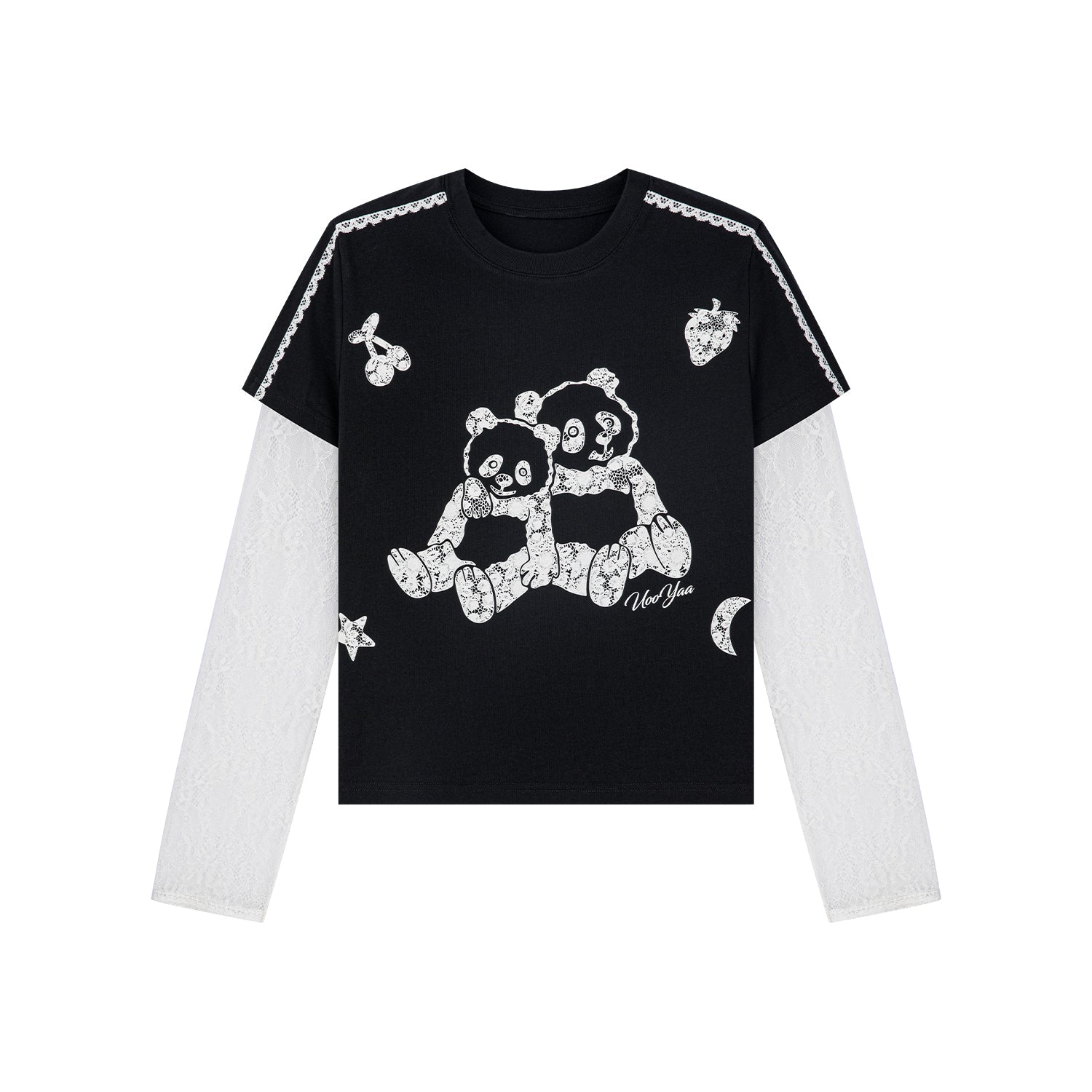 Cozy panda faux layered t-shirt