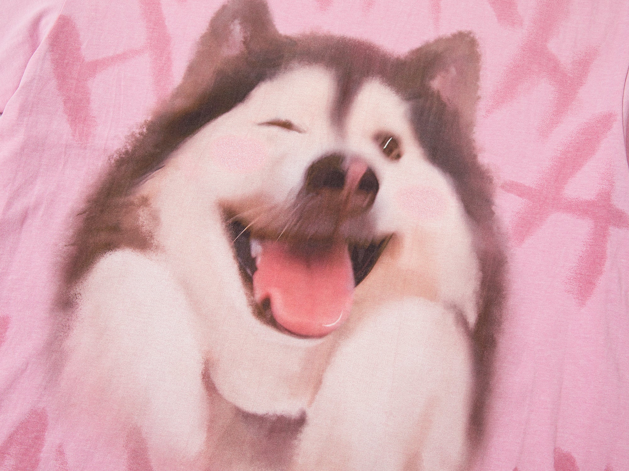 Faux Two-piece Style T-shirt With Laughing Dog Print