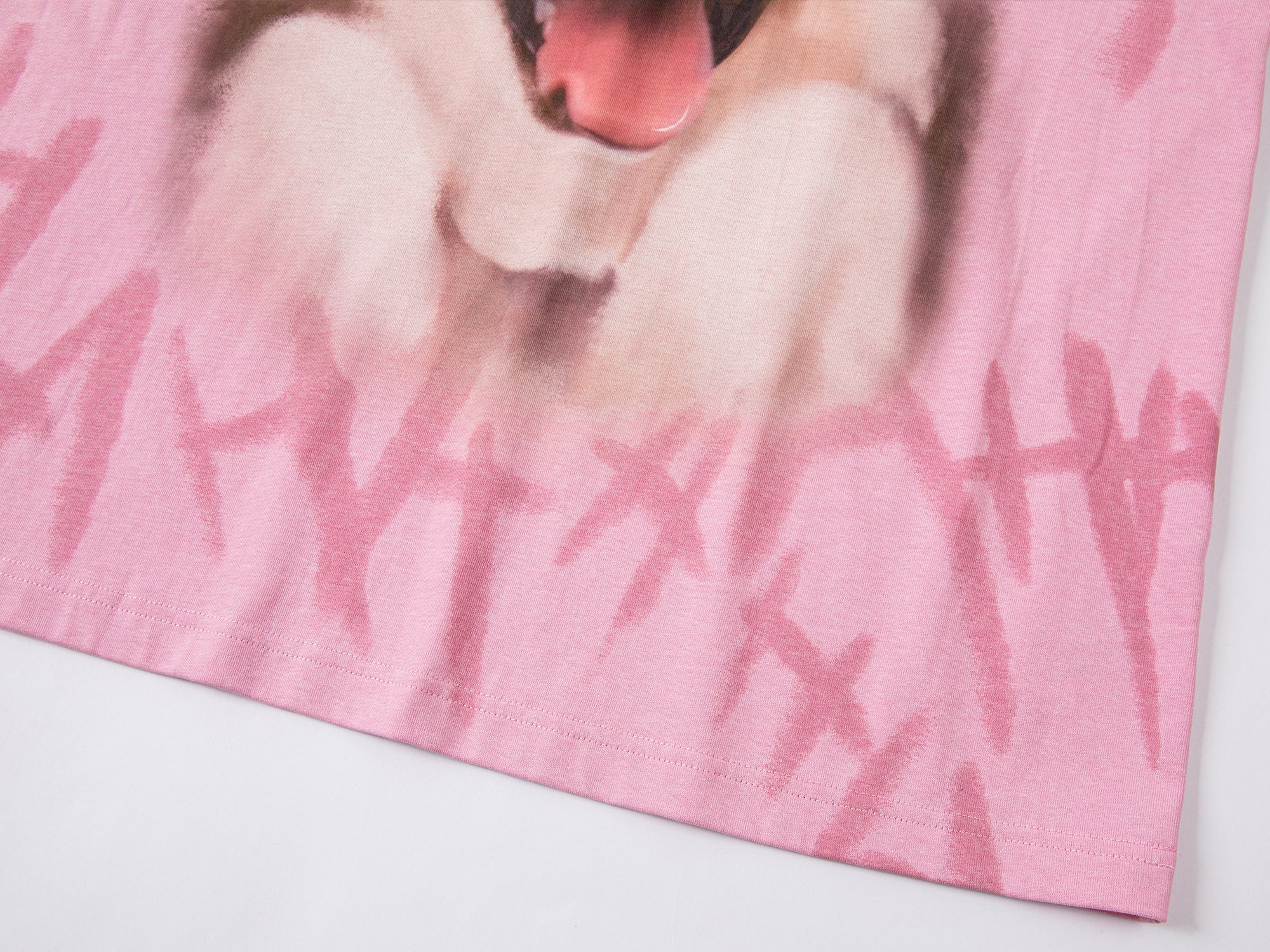 Faux Two-piece Style T-shirt With Laughing Dog Print