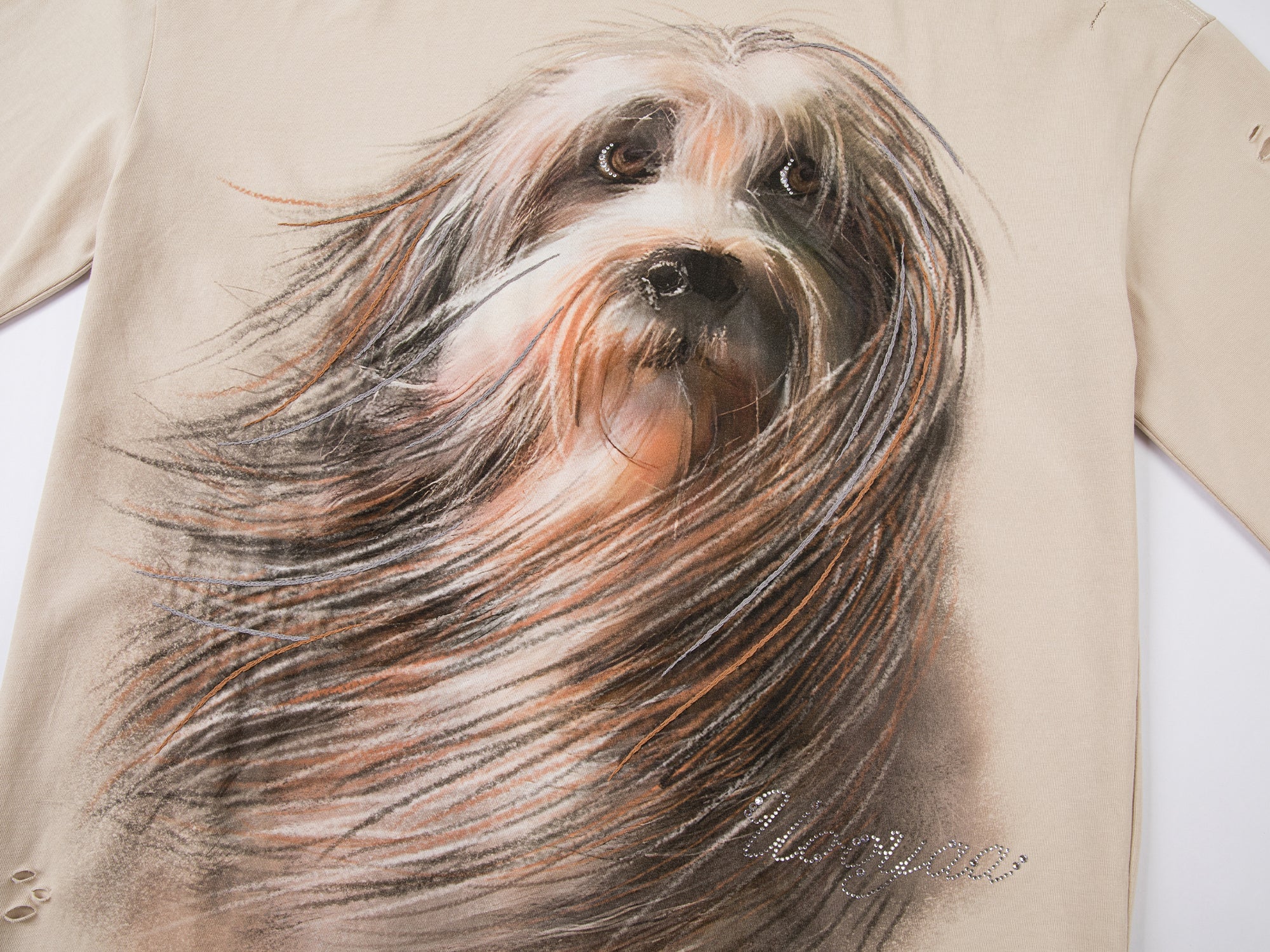 Long sleeve t-shirt with windswept dog design