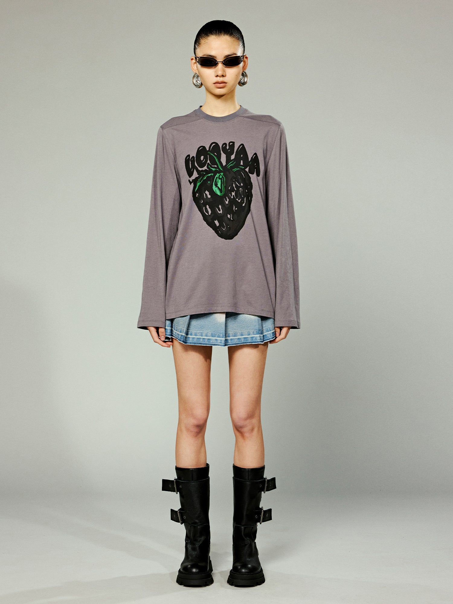 Strawberry flocked print t-shirt