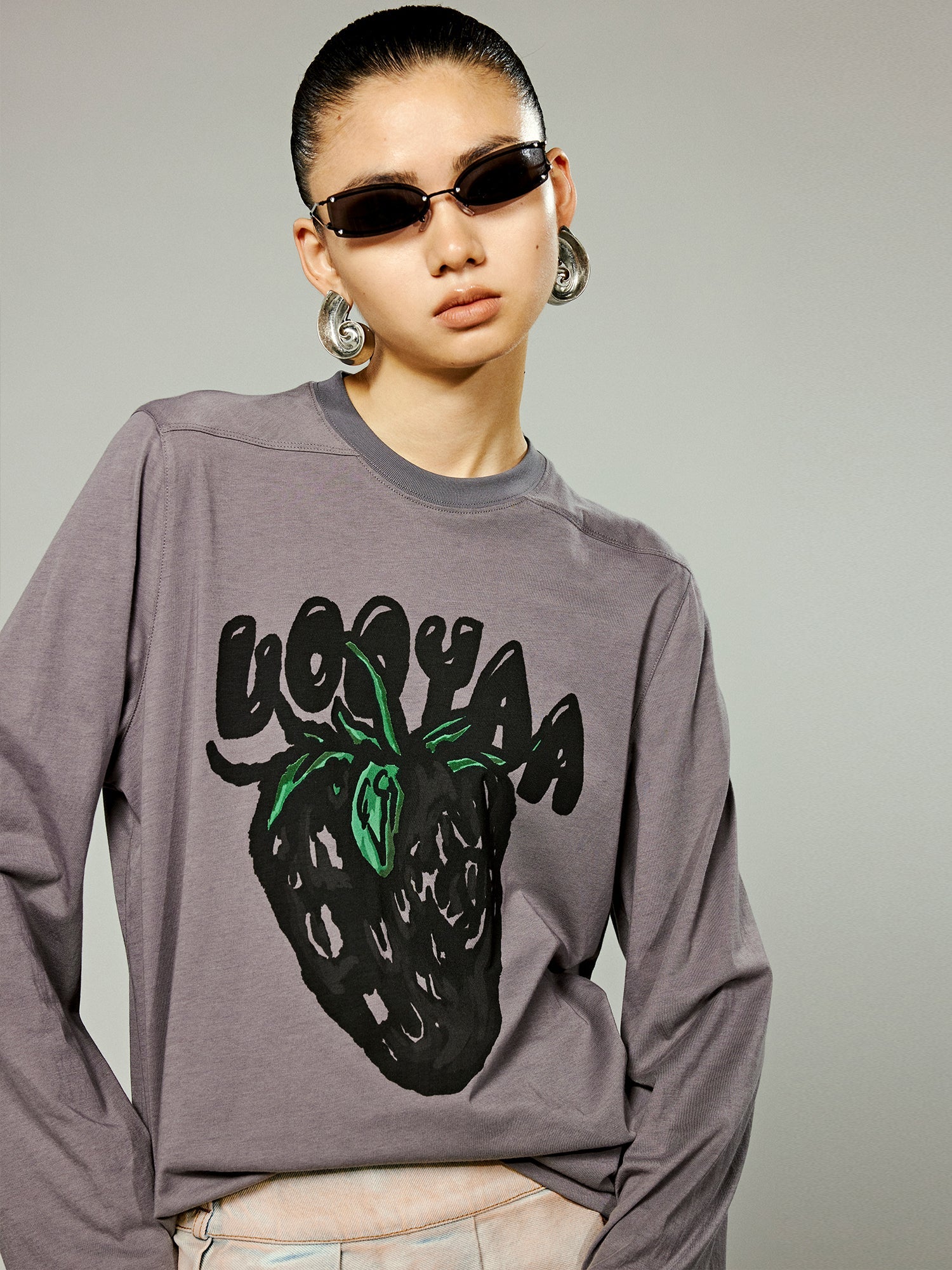 Strawberry flocked print t-shirt