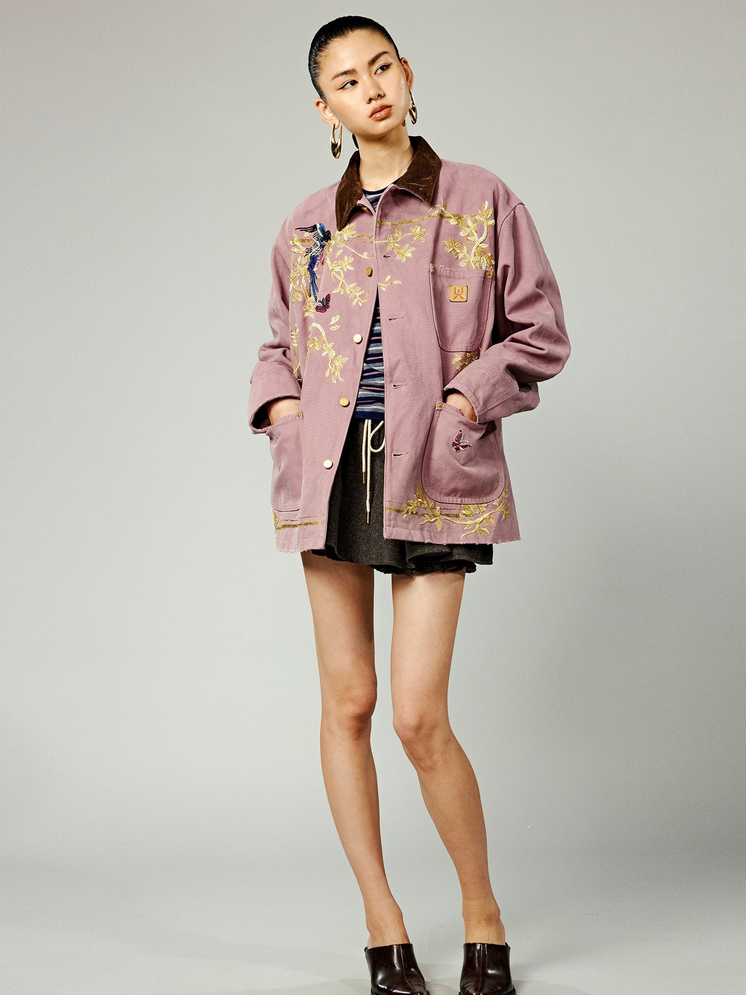 Embroidered canvas work jacket