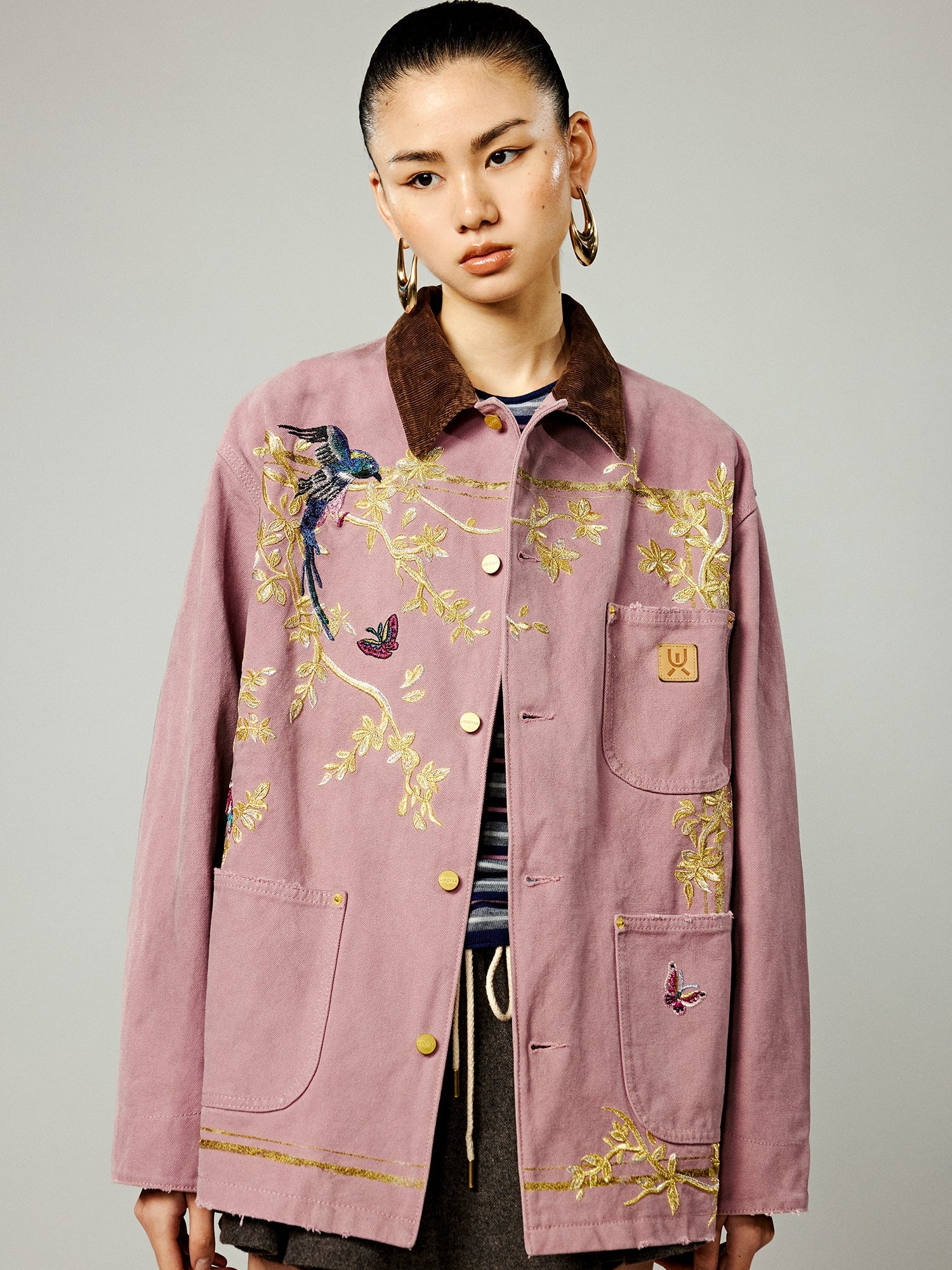 Embroidered canvas work jacket