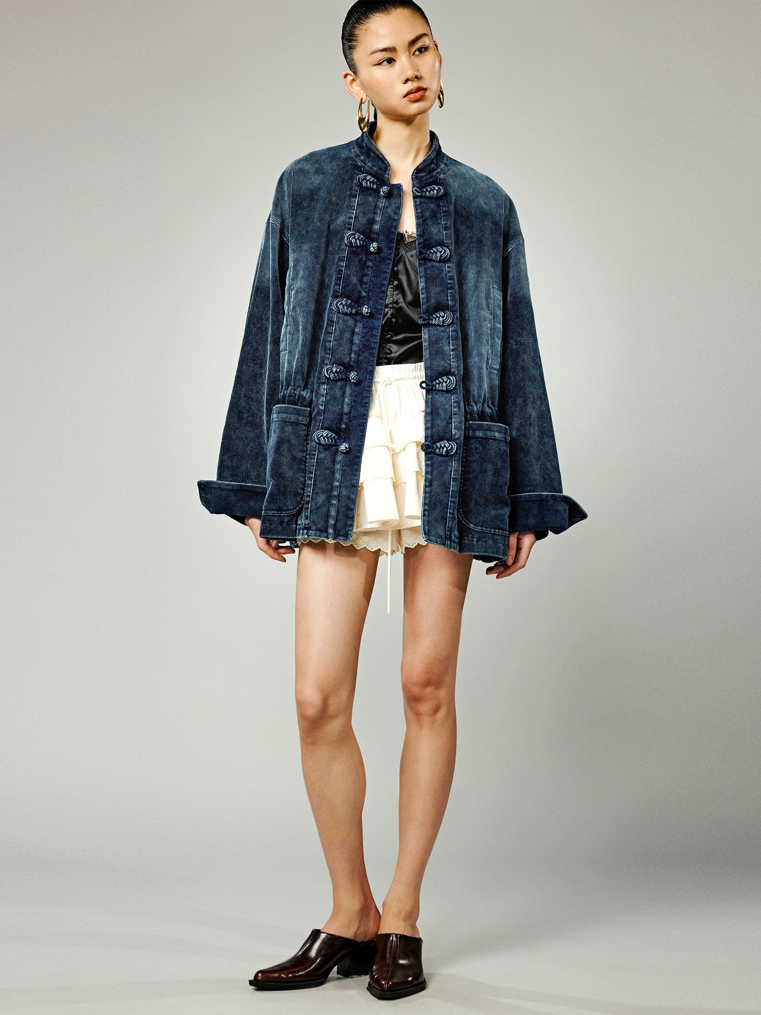 Modern Chinese-style washed corduroy jacket