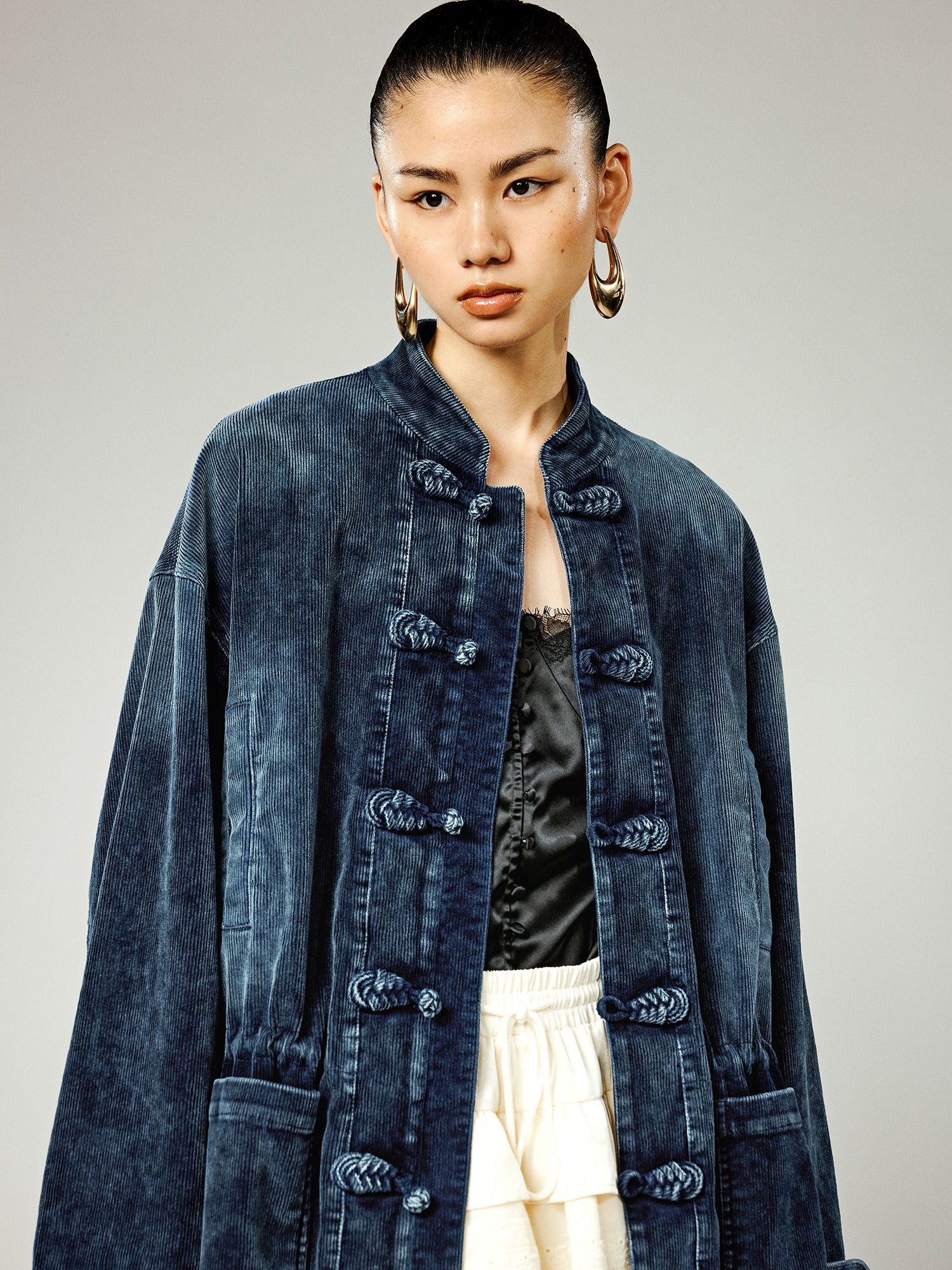 Modern Chinese-style washed corduroy jacket
