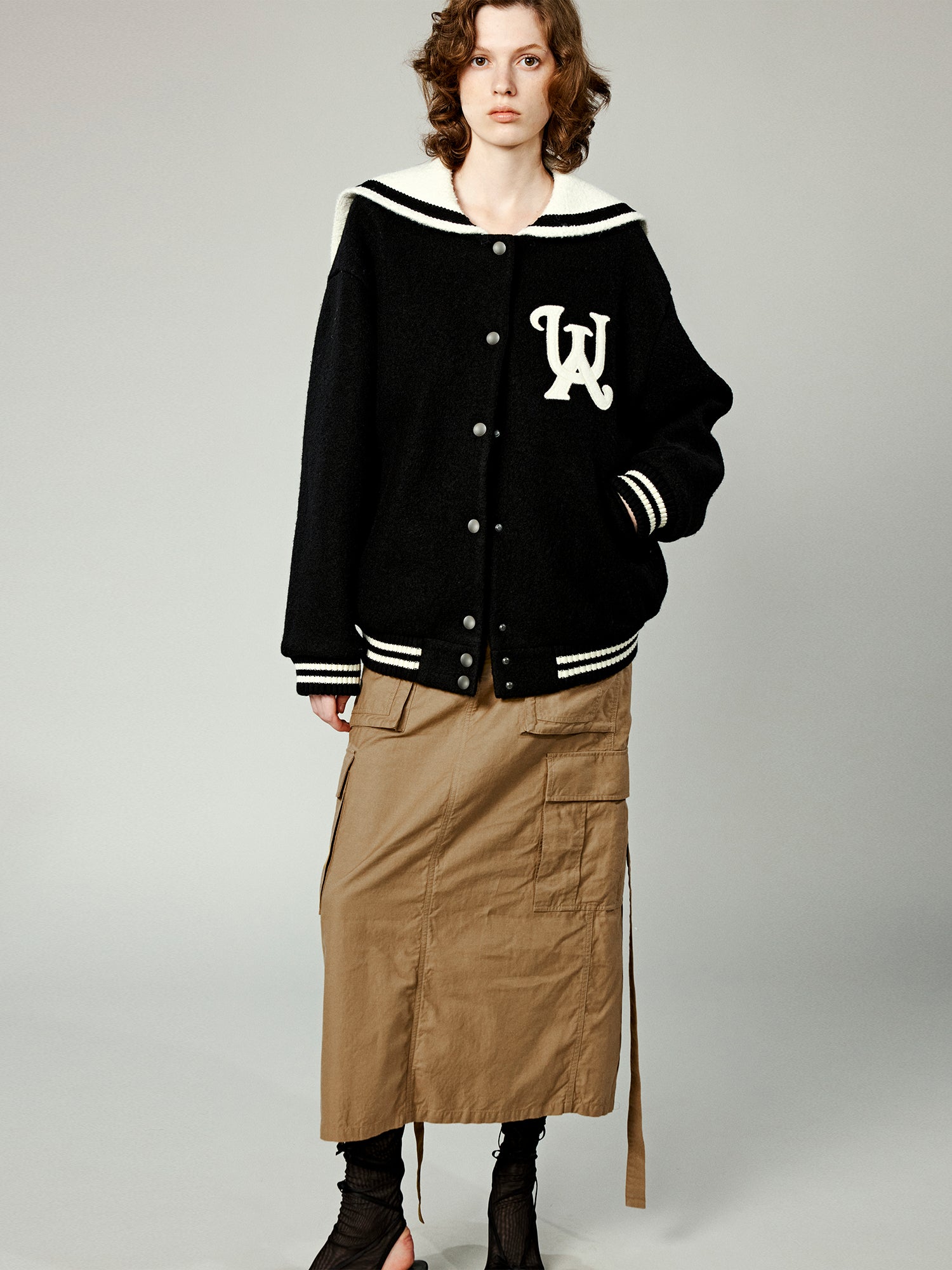 Sailor collar baseball jacket