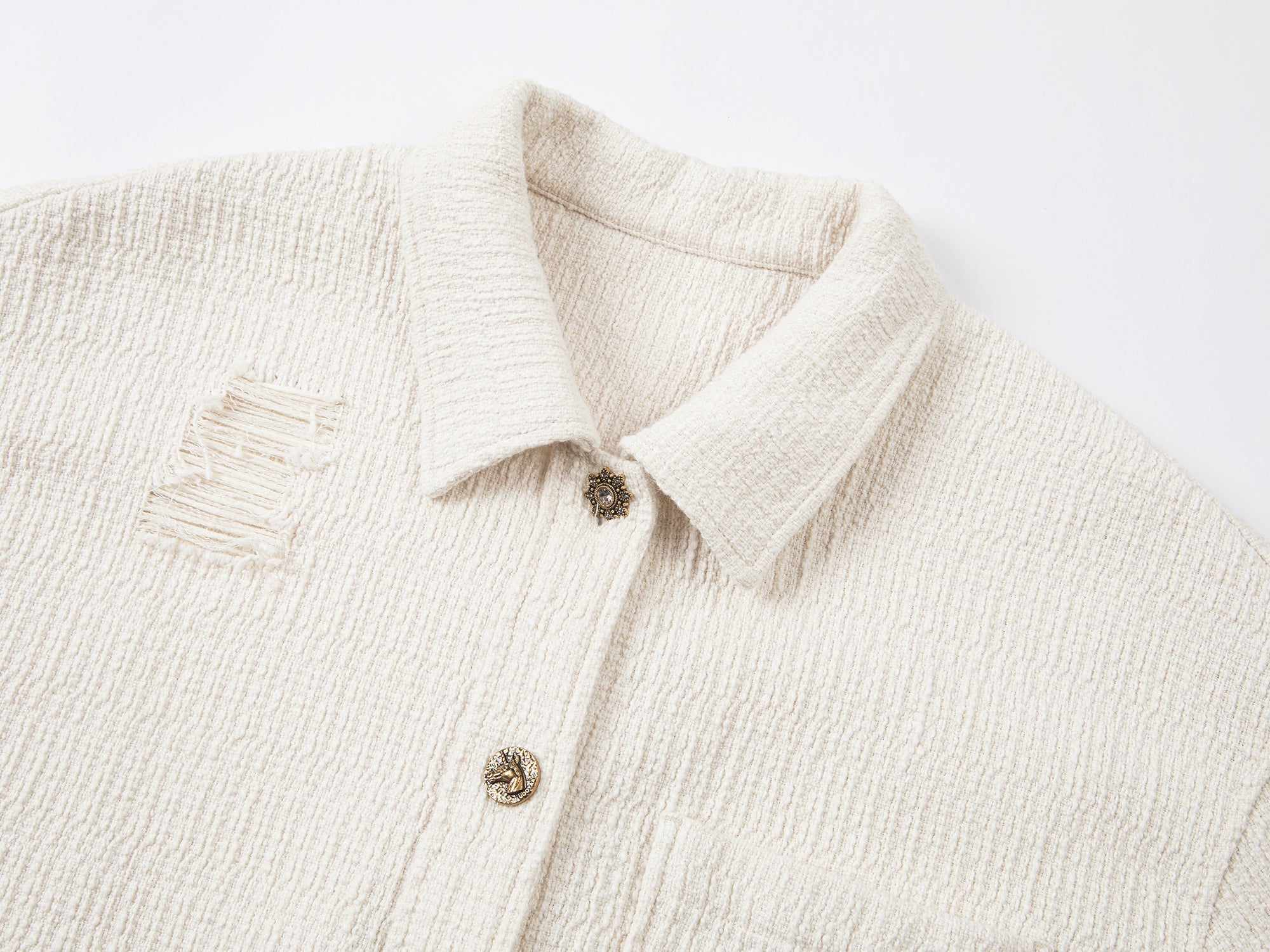 Tweed teddy bear shirt jacket