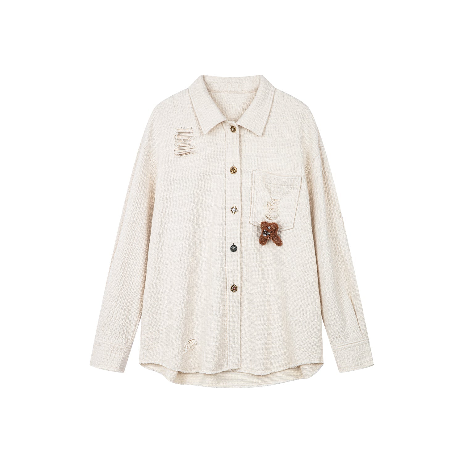 Tweed teddy bear shirt jacket