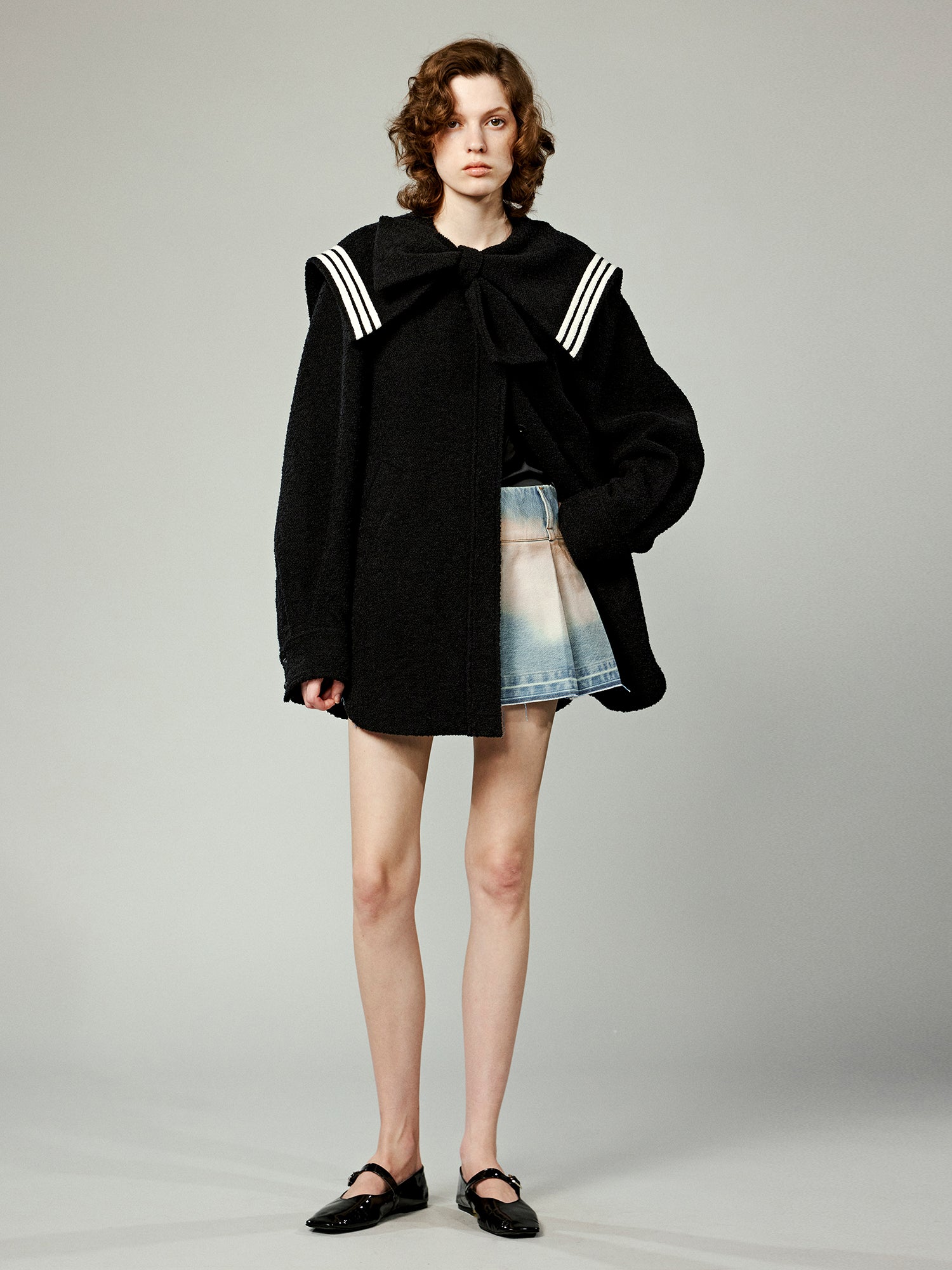 Tweed sailor collar jacket