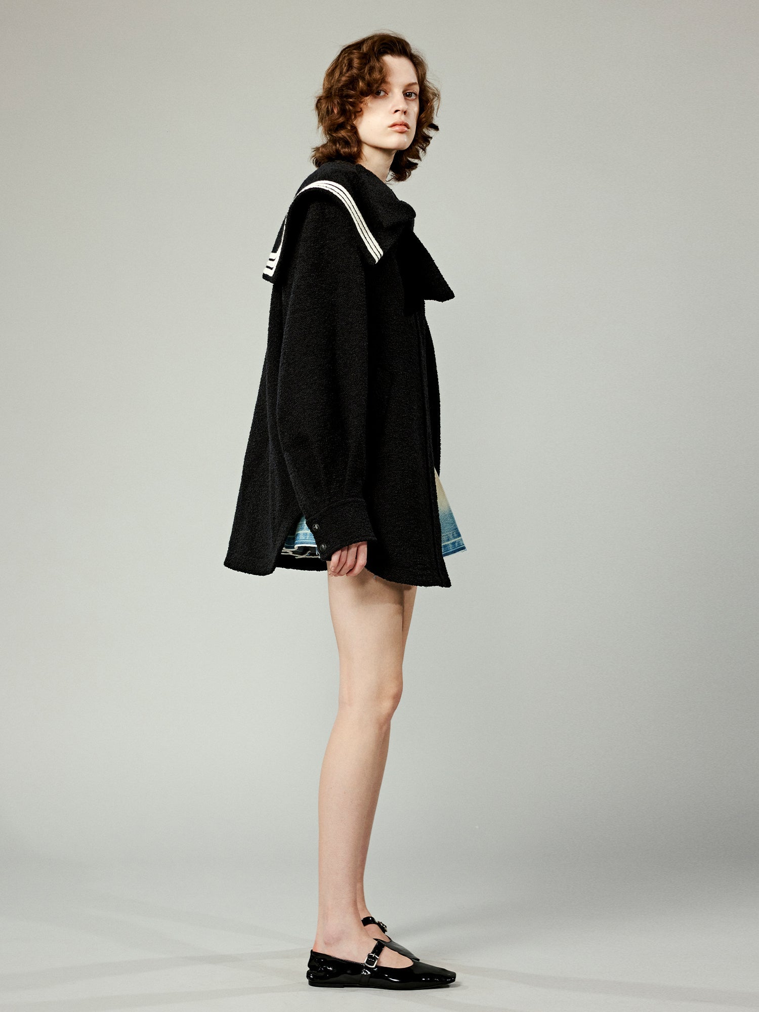 Tweed sailor collar jacket