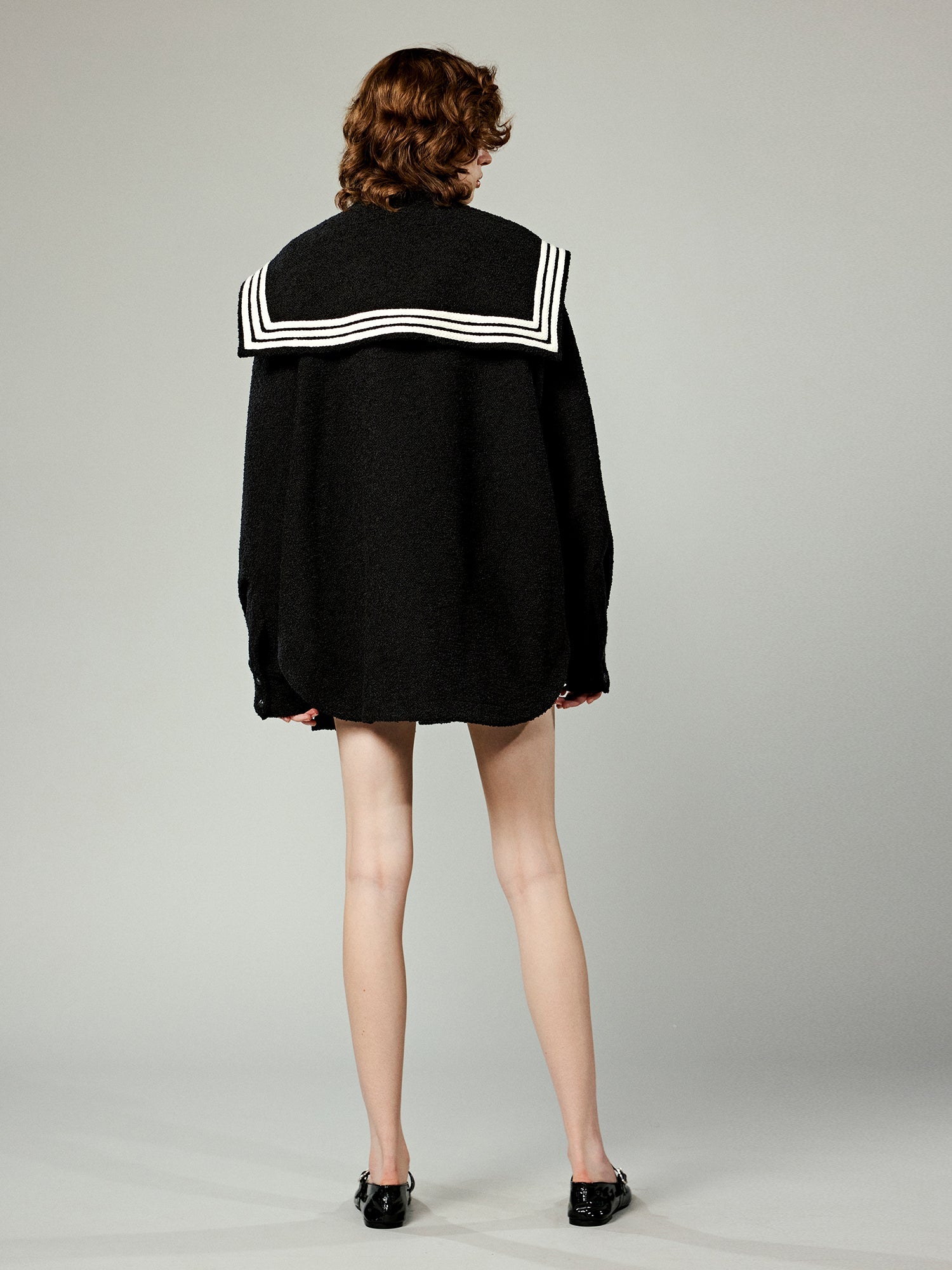 Tweed sailor collar jacket