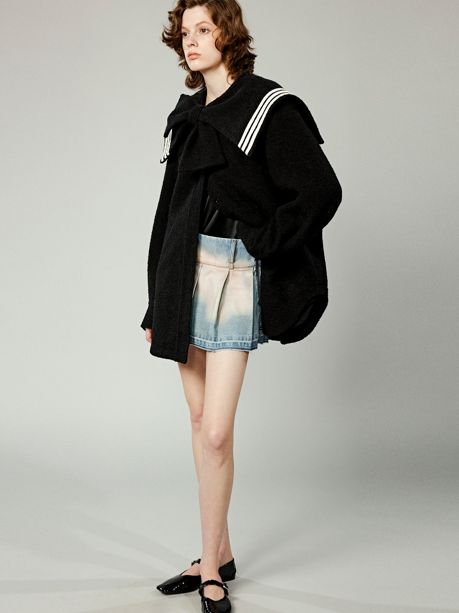 Tweed sailor collar jacket