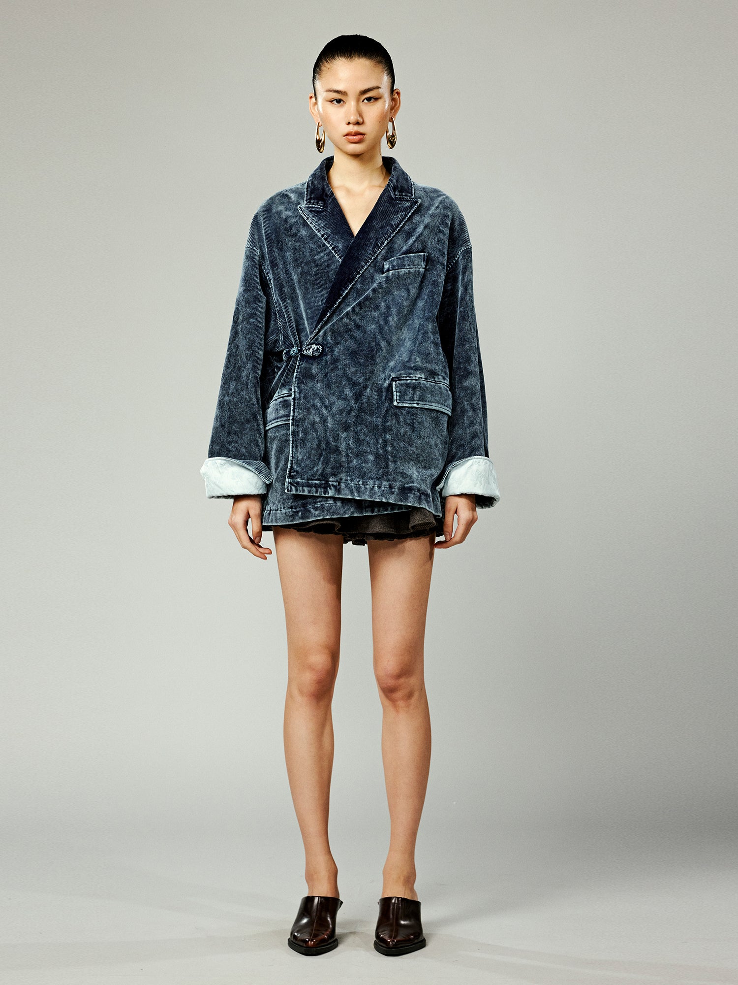 Modern Chinese-style washed corduroy blazer
