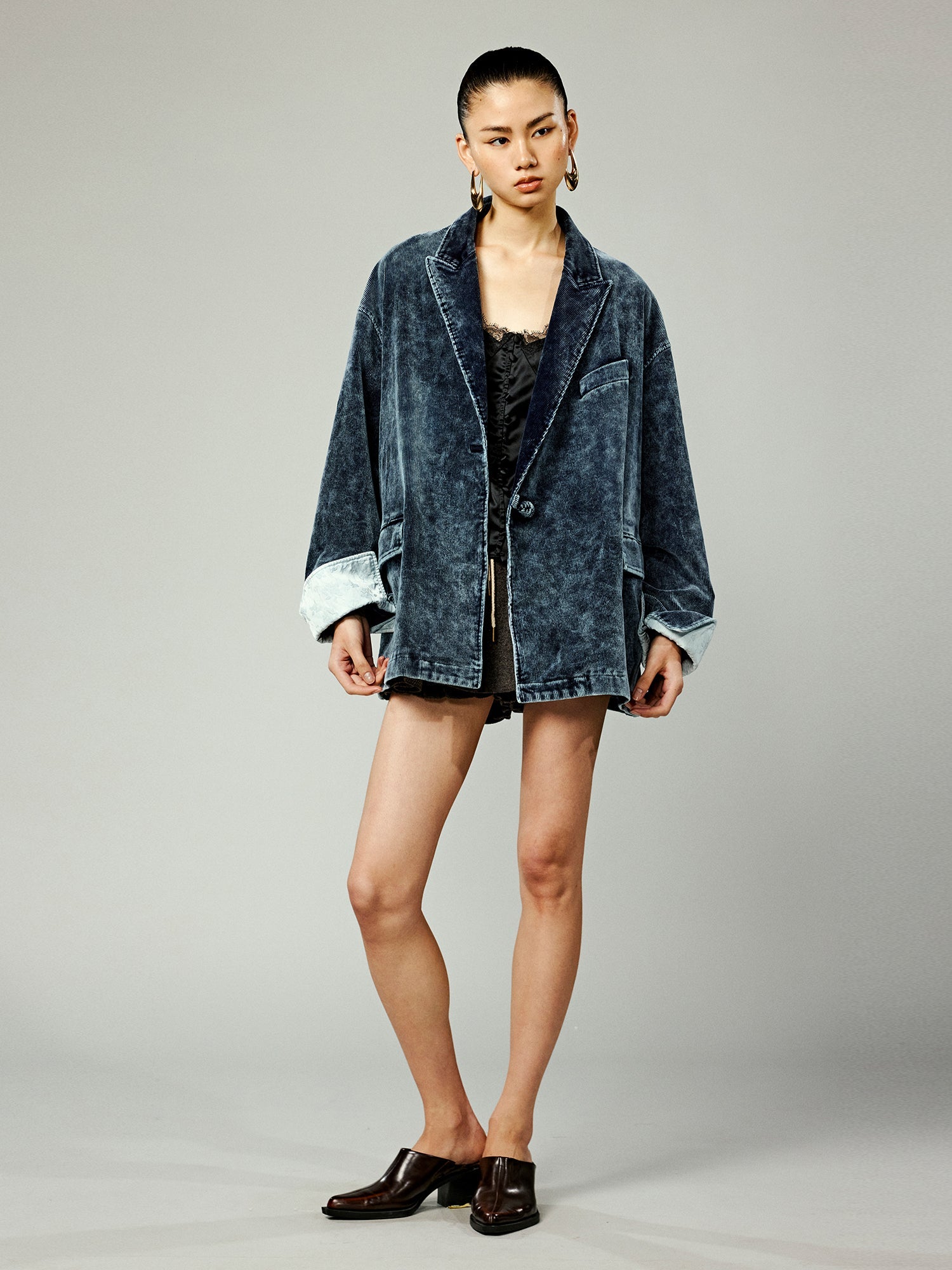 Modern Chinese-style washed corduroy blazer