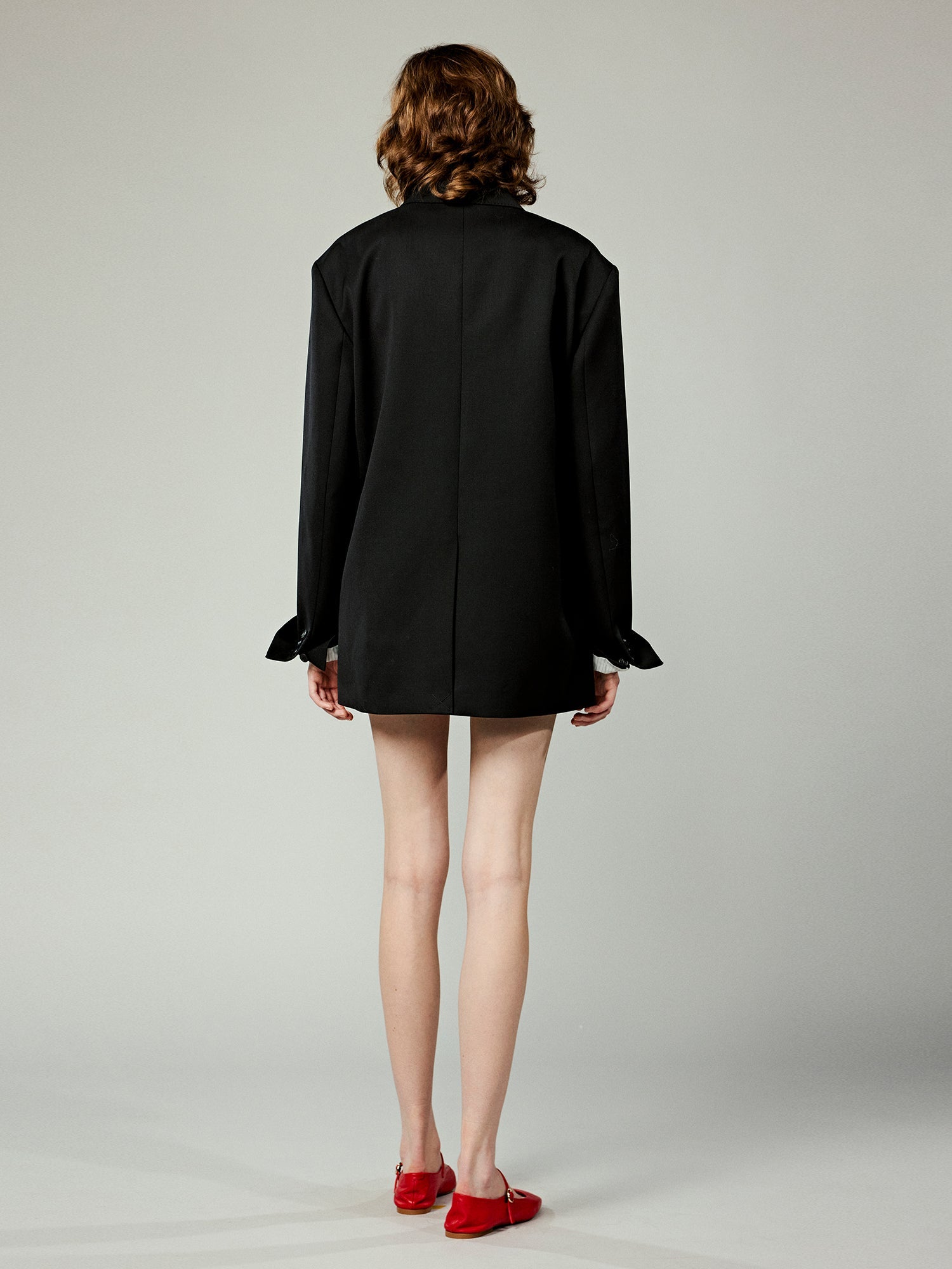 Modern chinese-style diagonal placket buttoned blazer