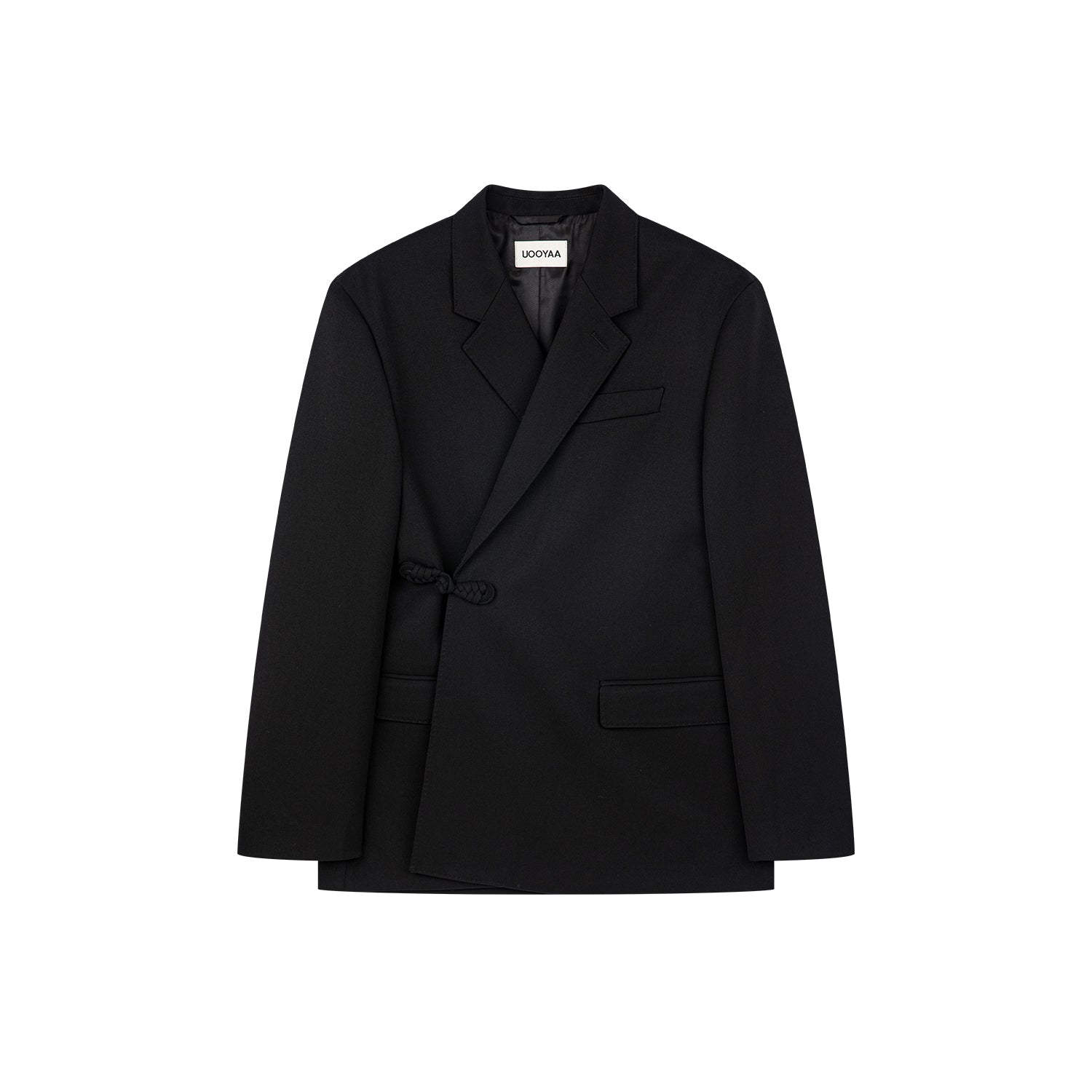 Modern chinese-style diagonal placket buttoned blazer