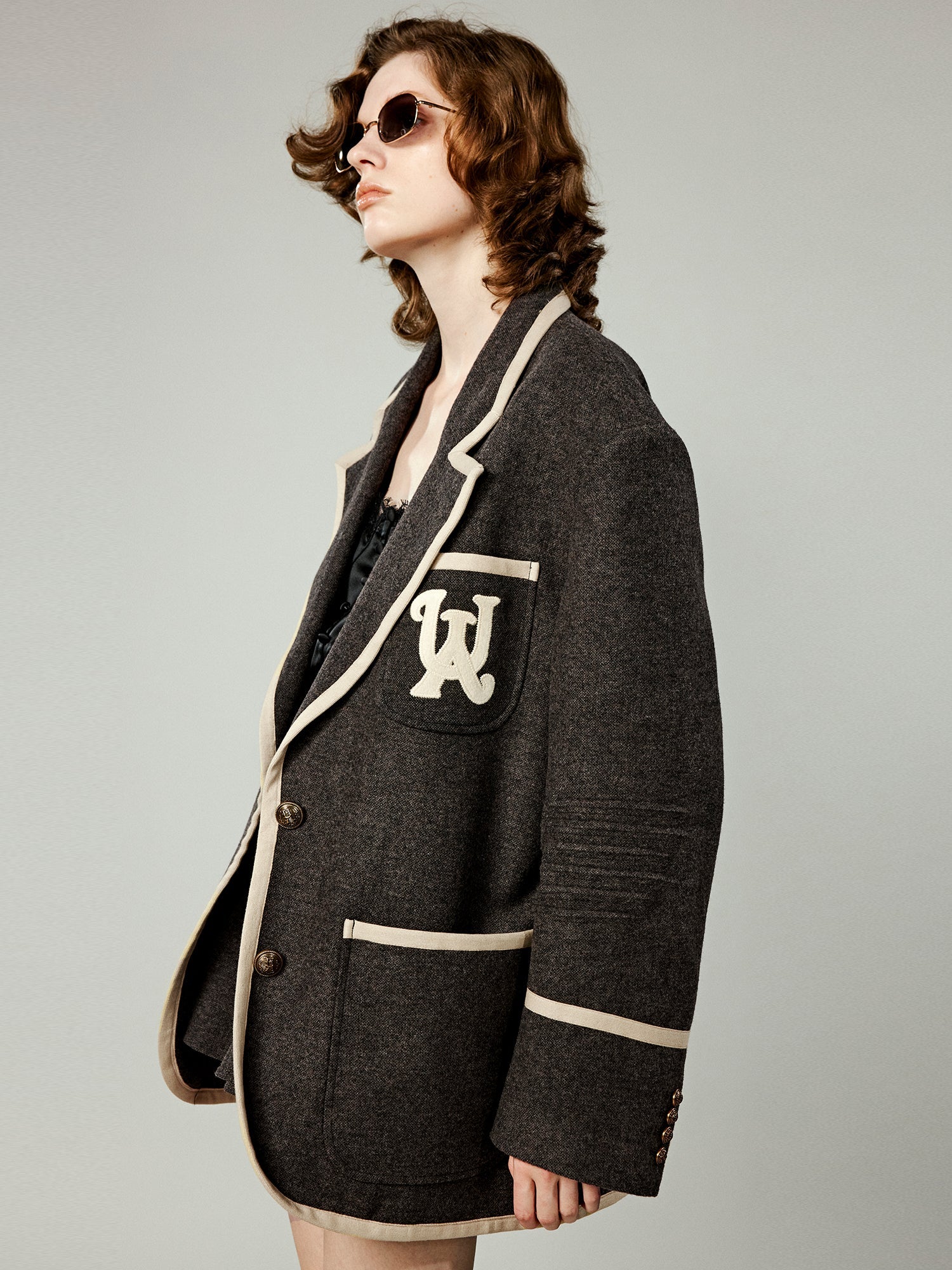 Collegiate contrast trim blazer