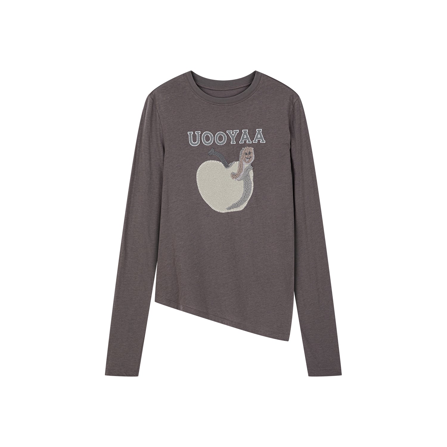 Black long sleeve logo t-shirt with diagonal hem