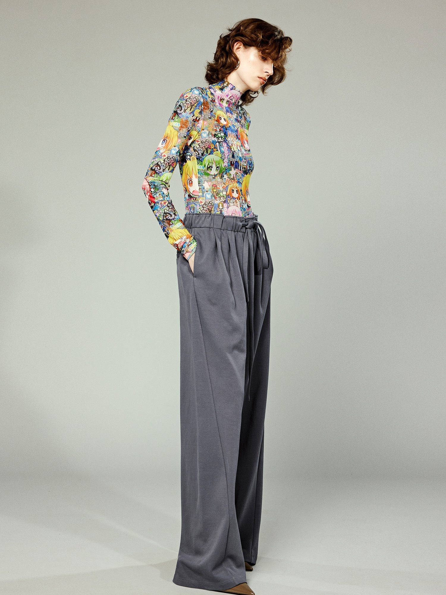 Wide leg suit trousers
