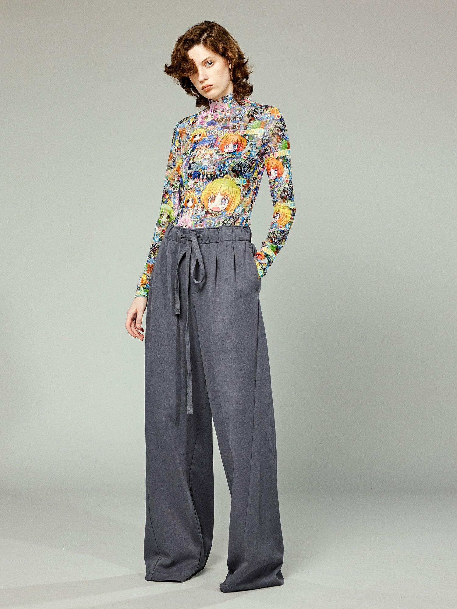 Wide leg suit trousers