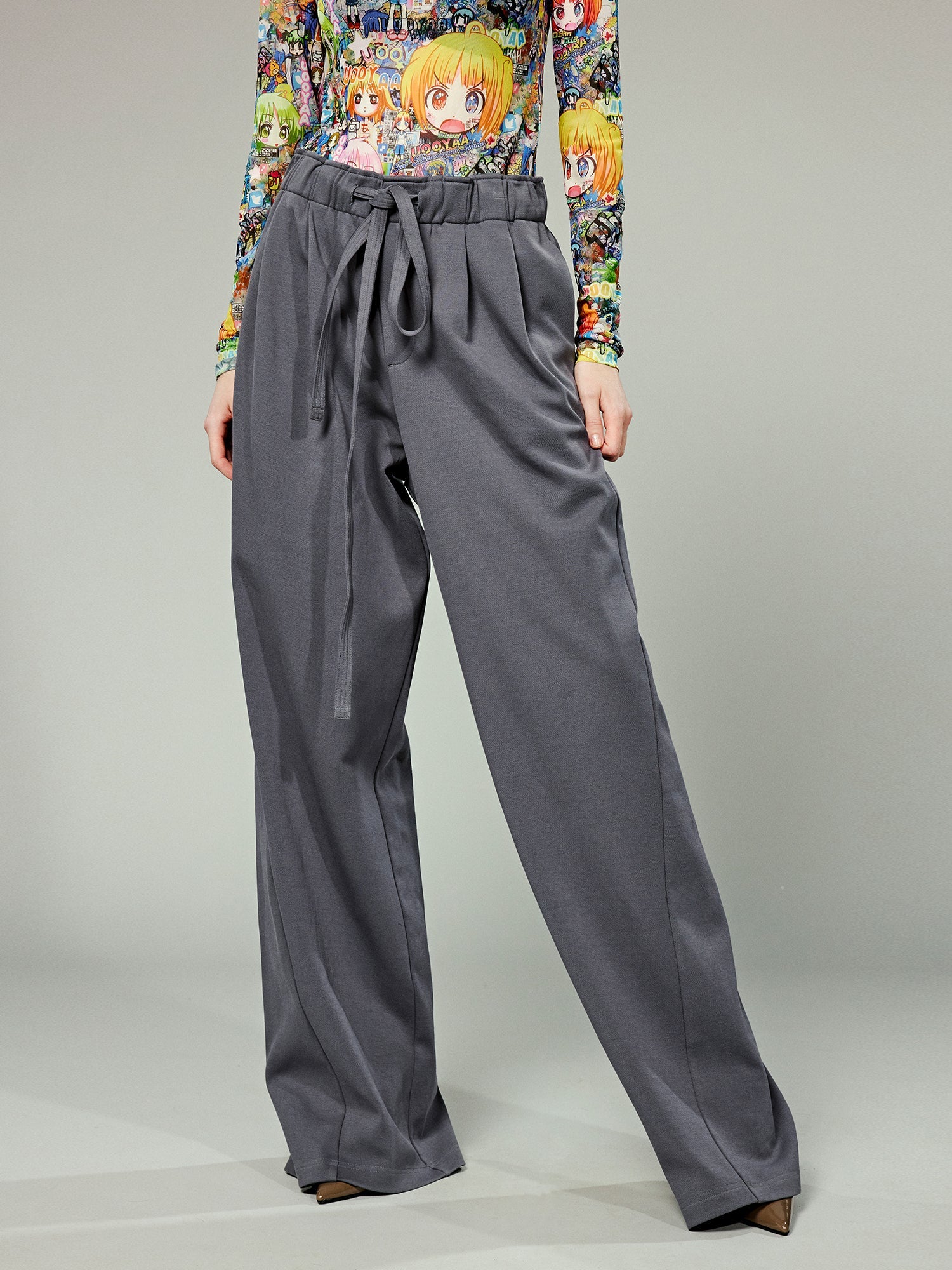 Wide leg suit trousers