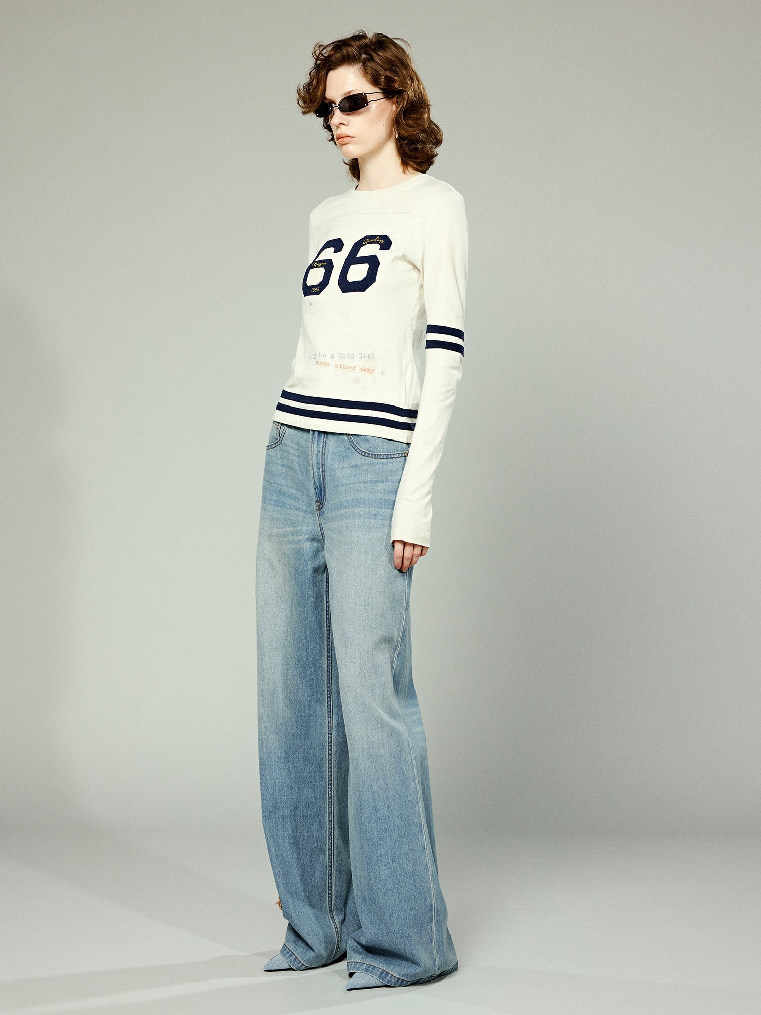 Playful teddy bear five-pocket jeans