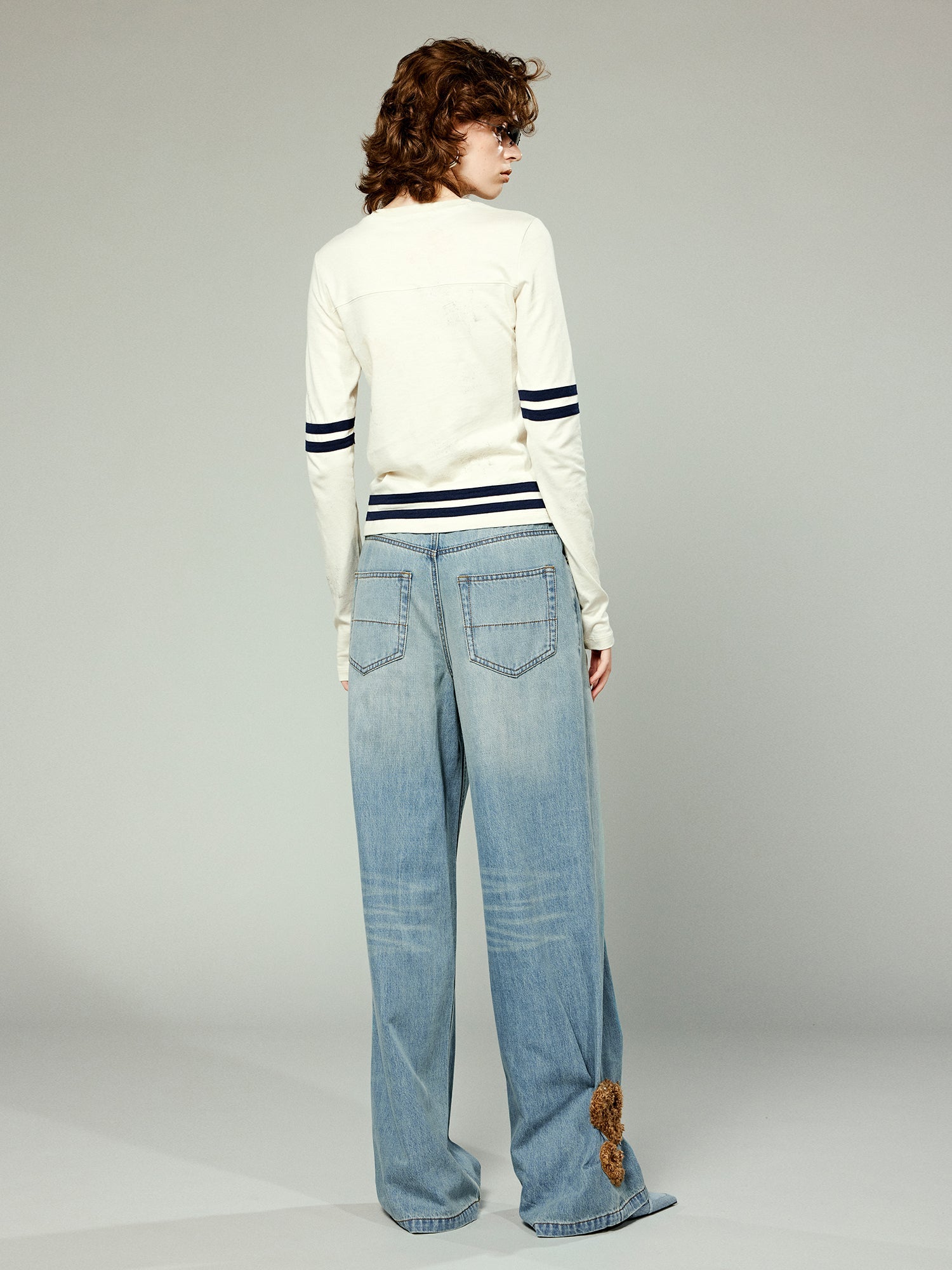 Playful teddy bear five-pocket jeans