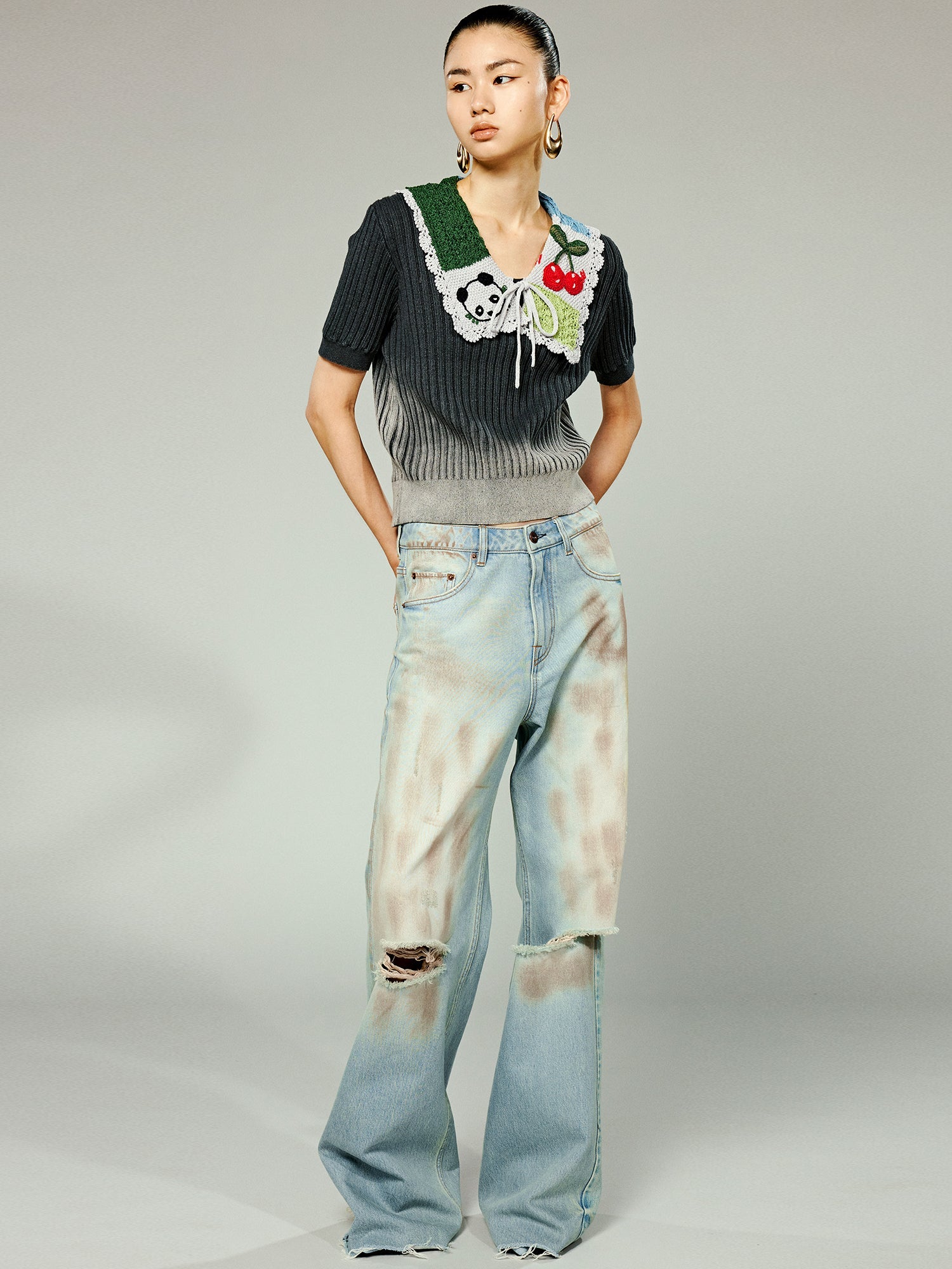 Distressed Wash Ripped Jeans