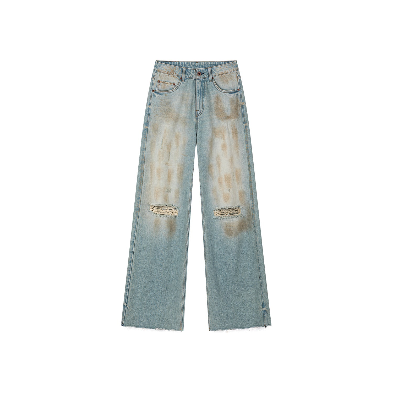 ダメージウォッシュ加工のリップドジーンズ