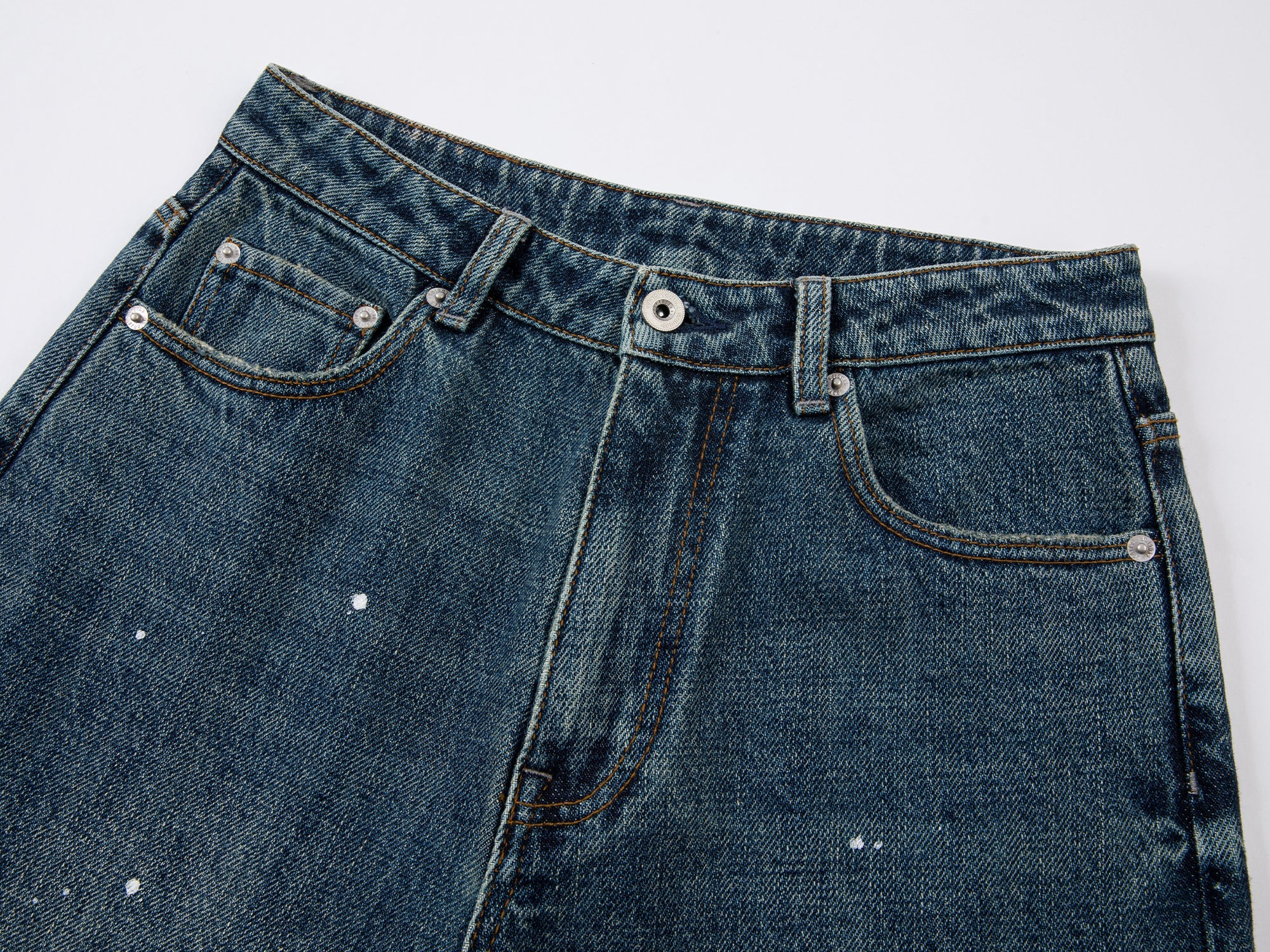 Vintage washed splatter paint jeans