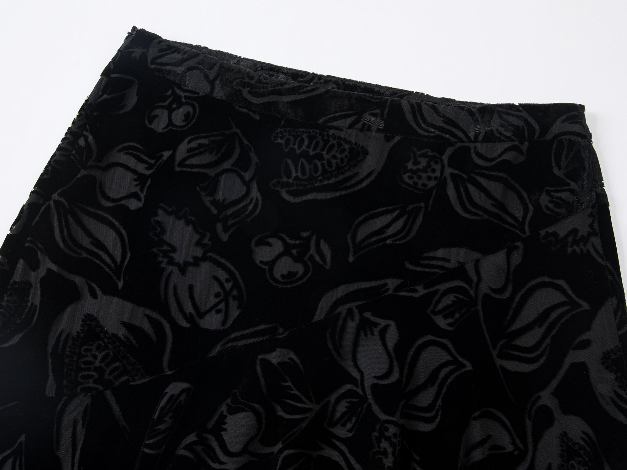 Velvet floral irregular hem skirt