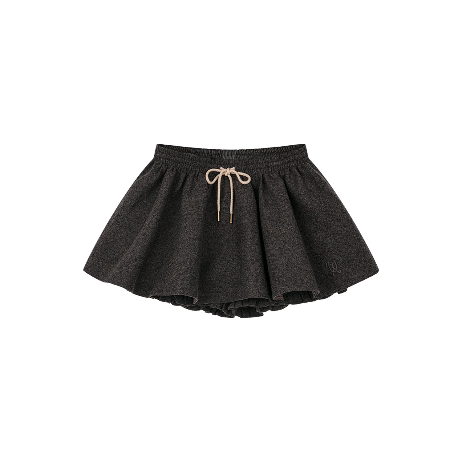 スポーティなフリル裾のツイードスカート（グレー）