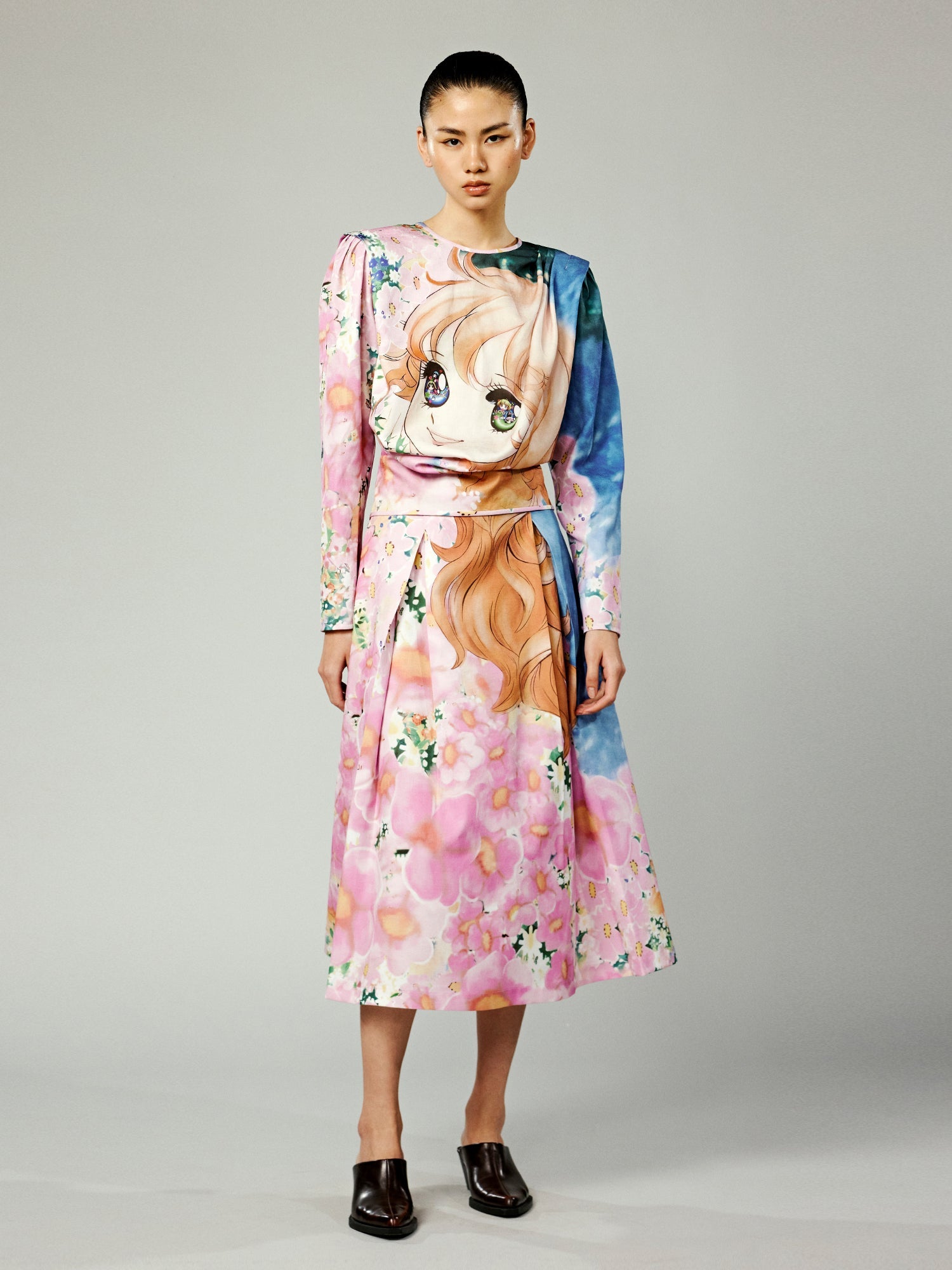 Colorful comic girl pleated skirt