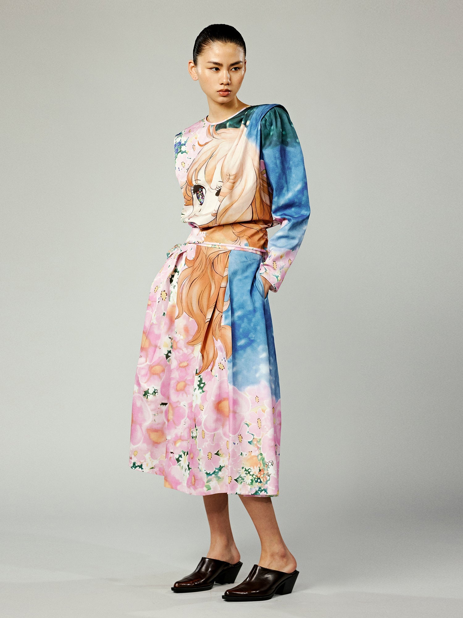 Colorful comic girl pleated skirt