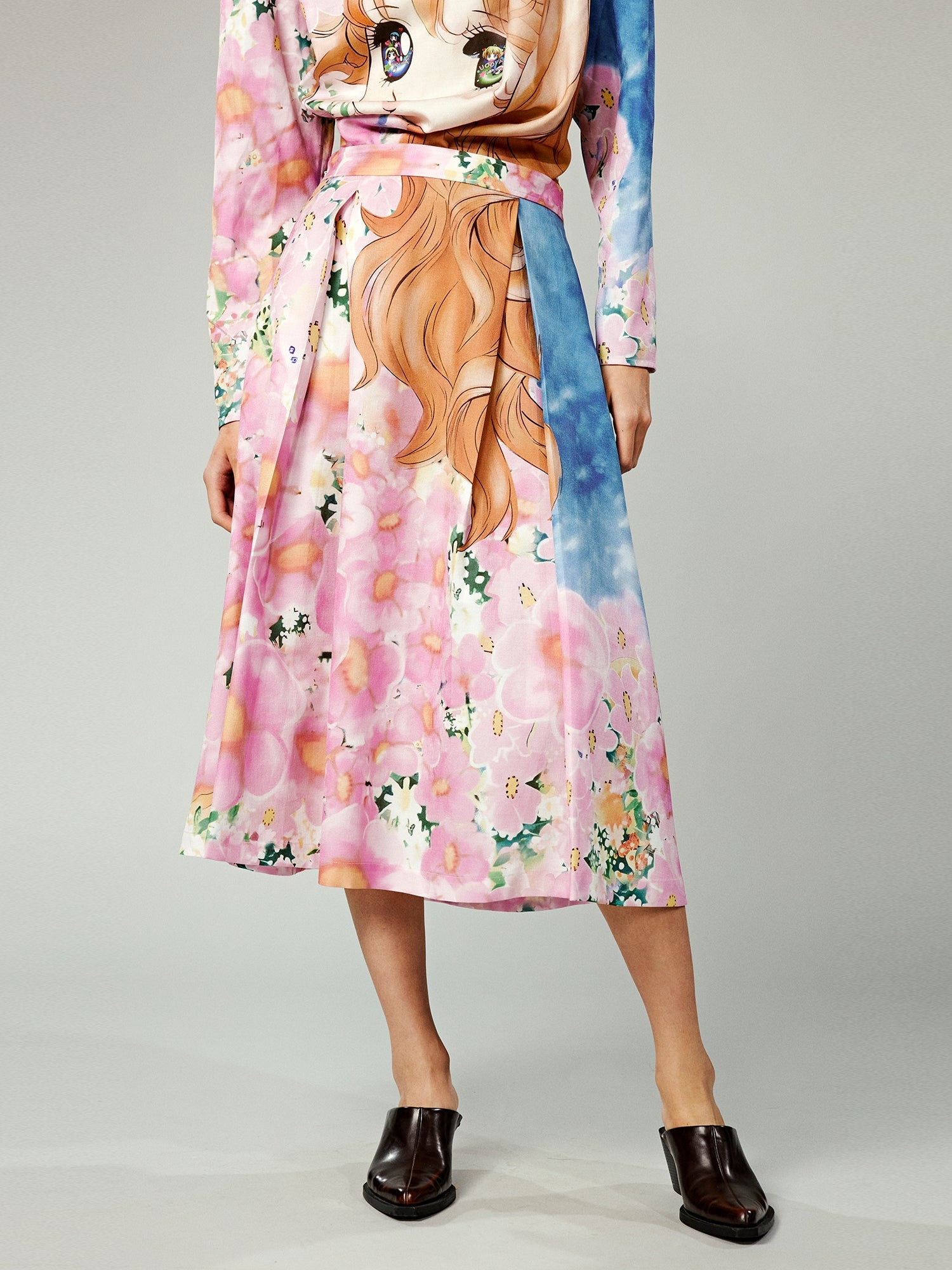 Colorful comic girl pleated skirt