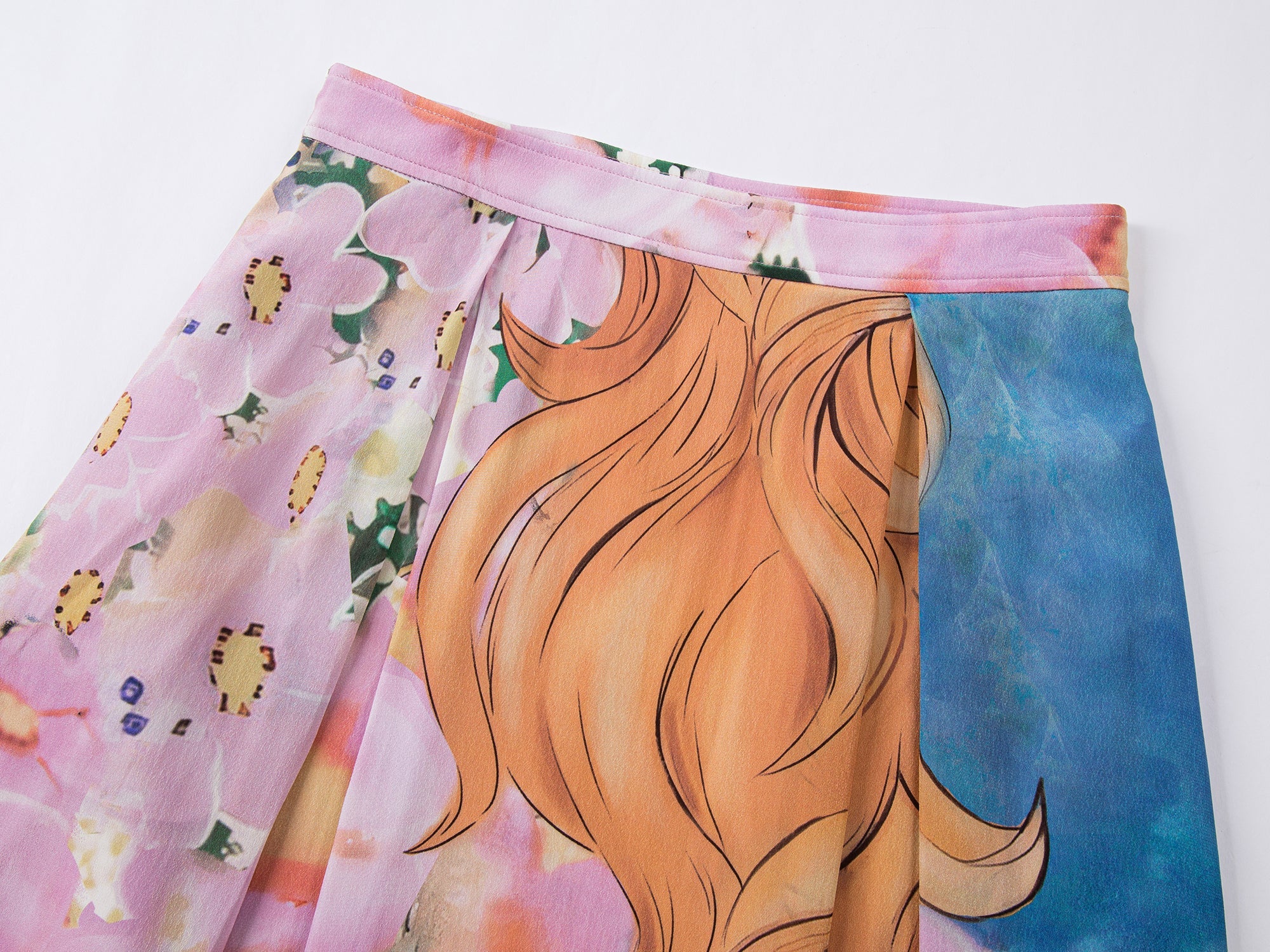 Colorful comic girl pleated skirt