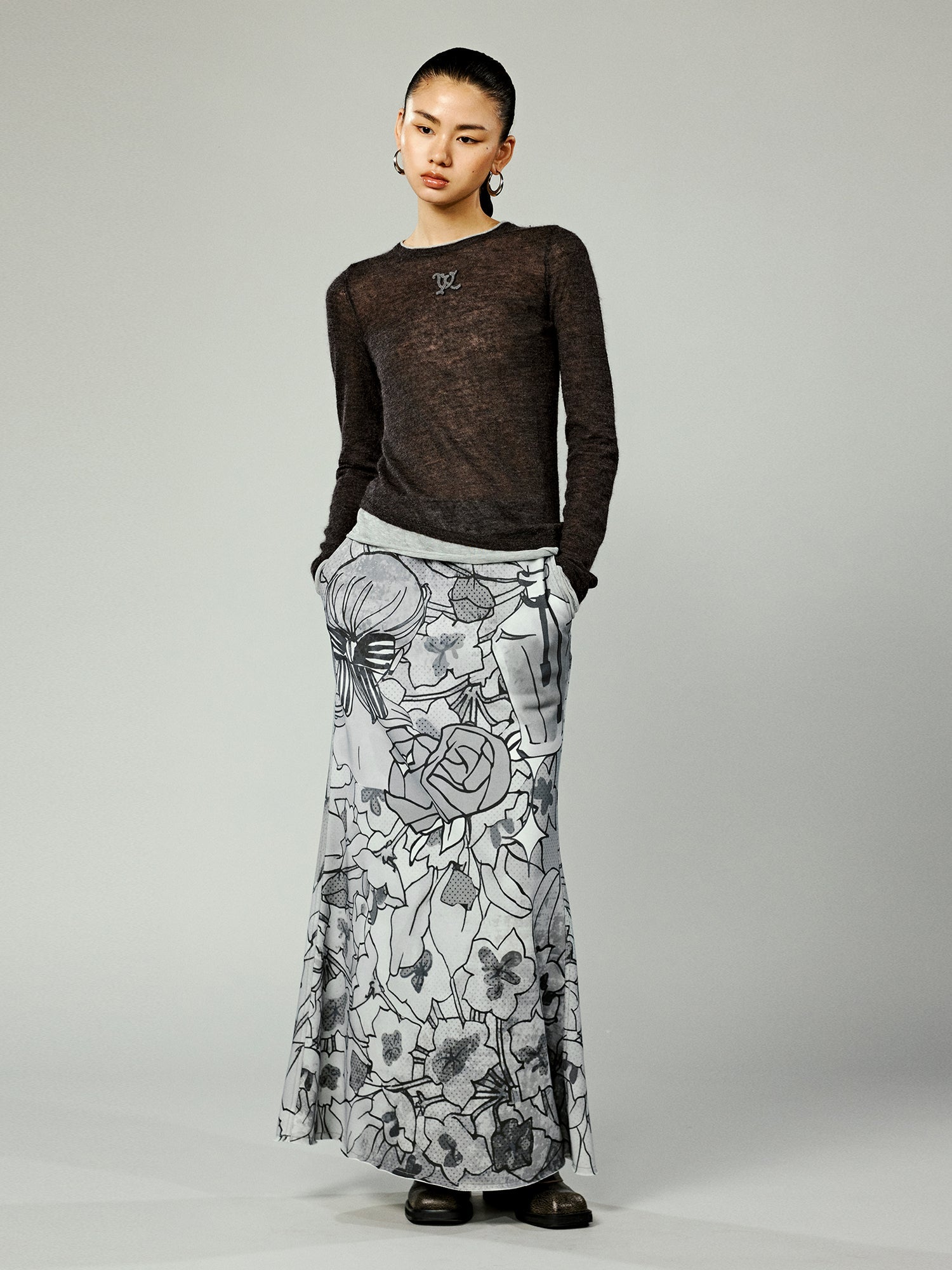 Comic girl mermaid hem skirt