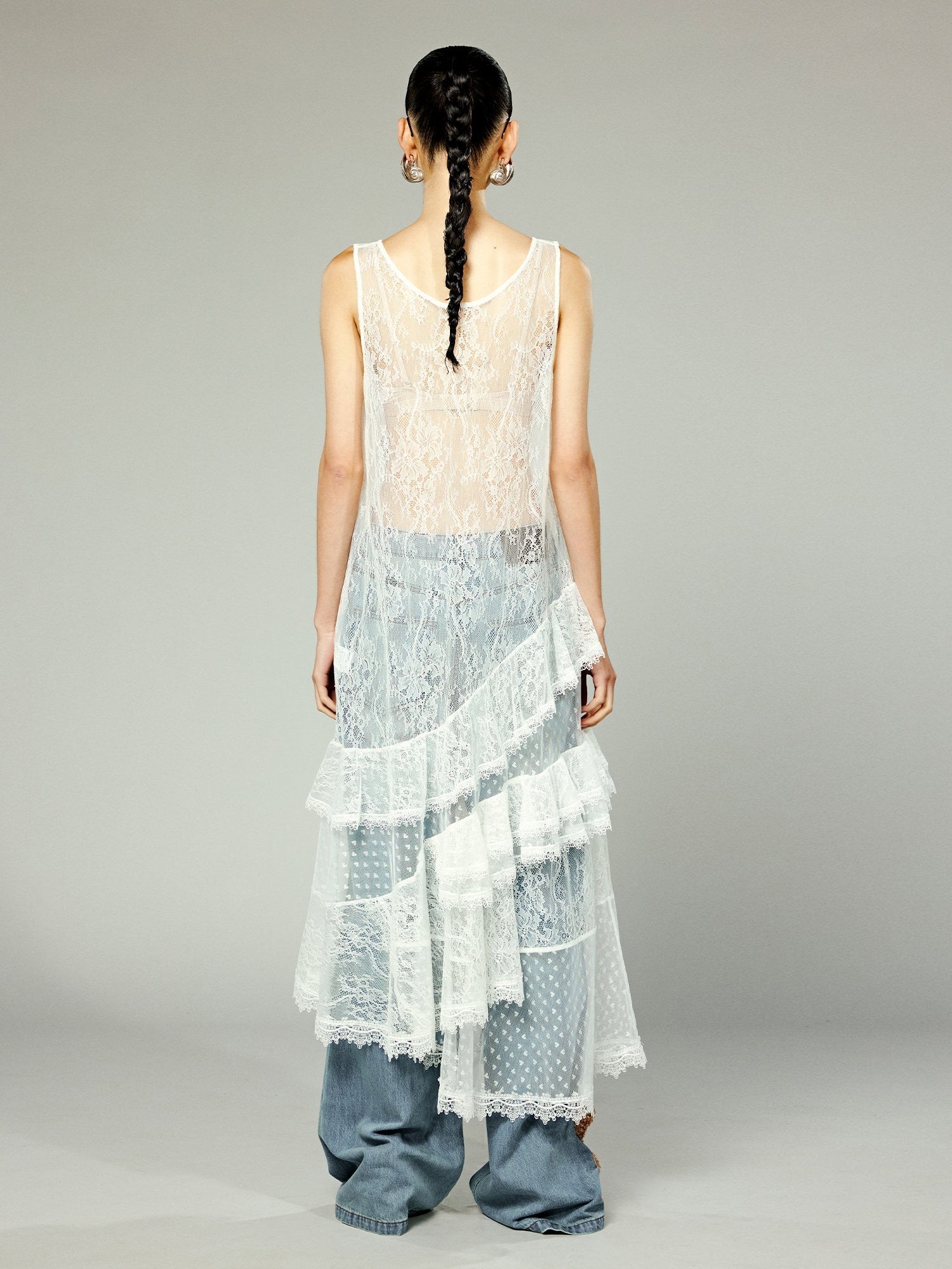 Asymmetrical lace patchwork dress