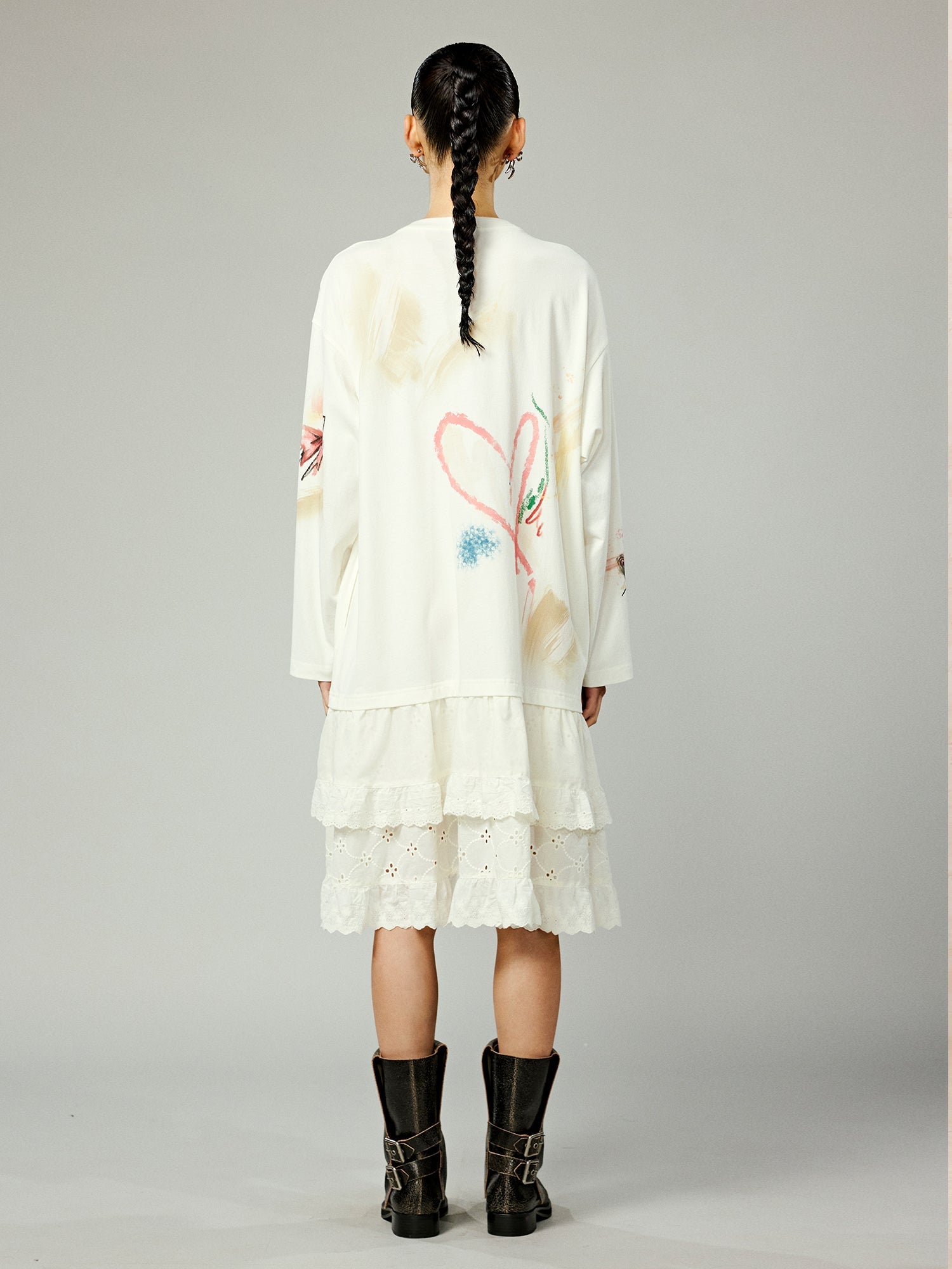 Graffiti lace patchwork dress