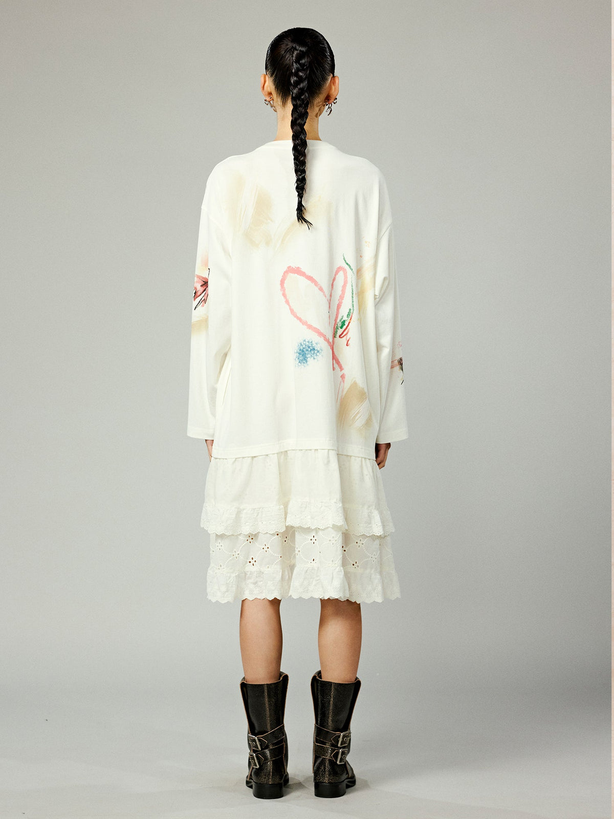 Graffiti lace patchwork dress