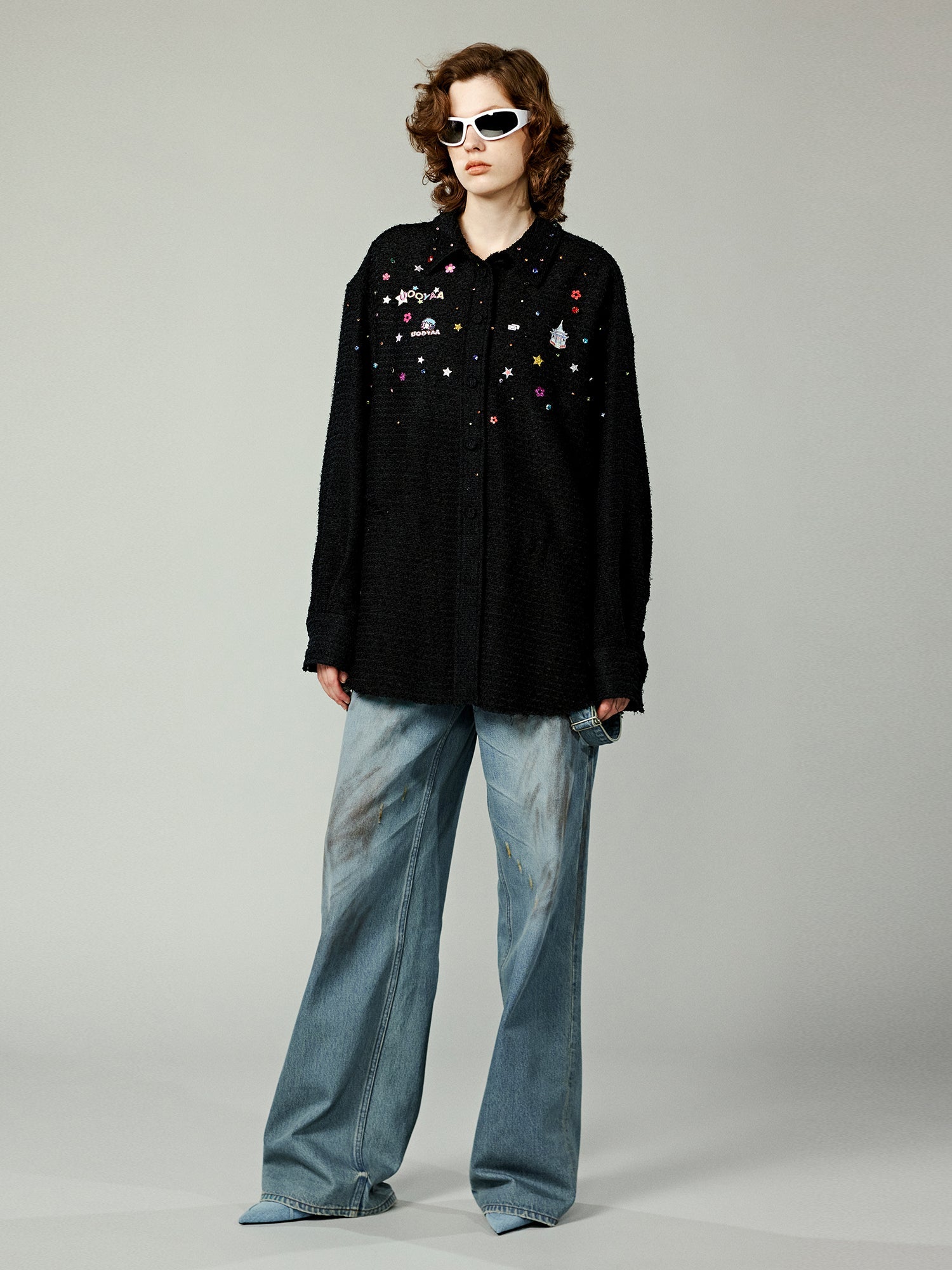 Embellished shirt jacket