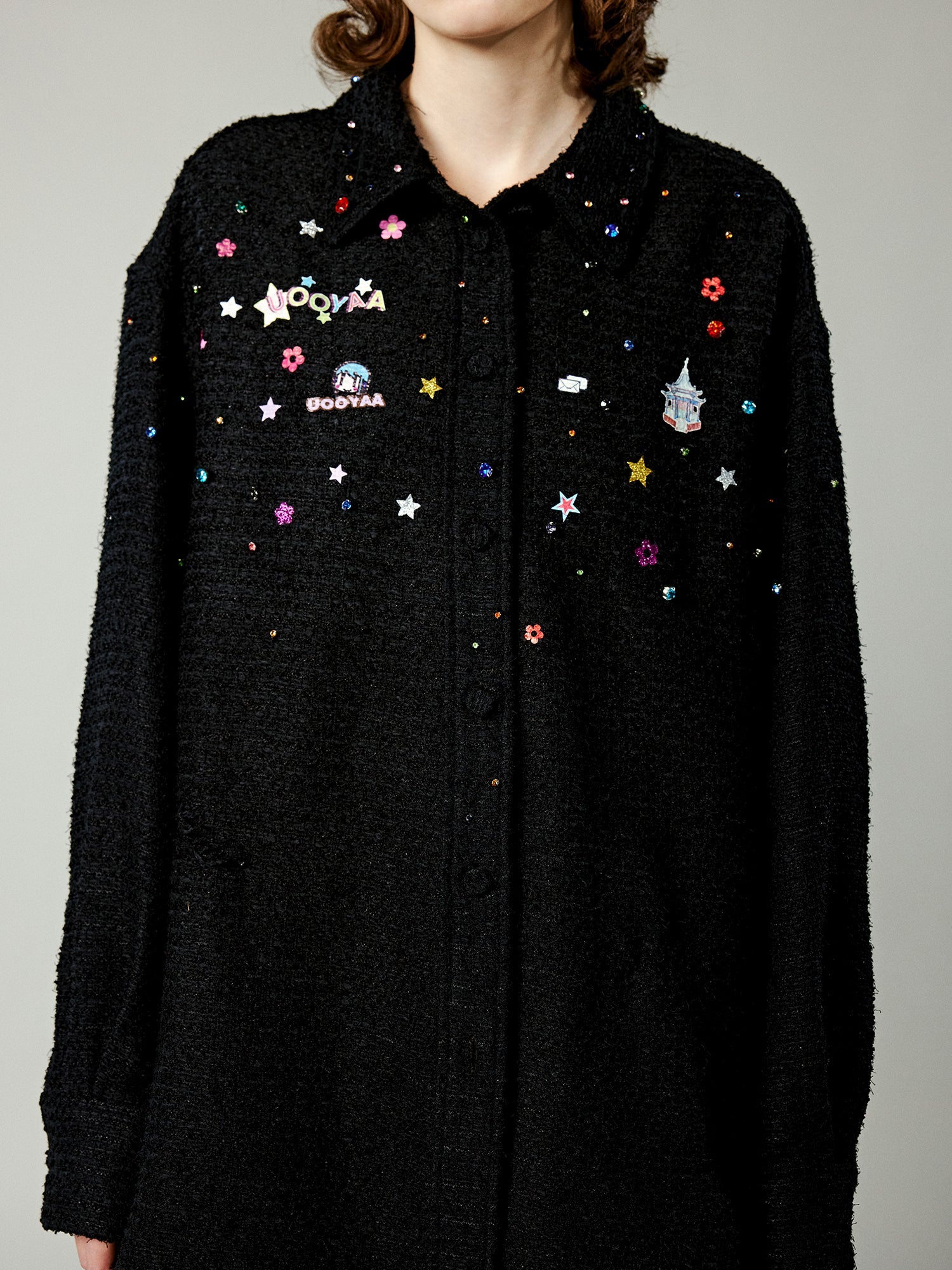 Embellished shirt jacket