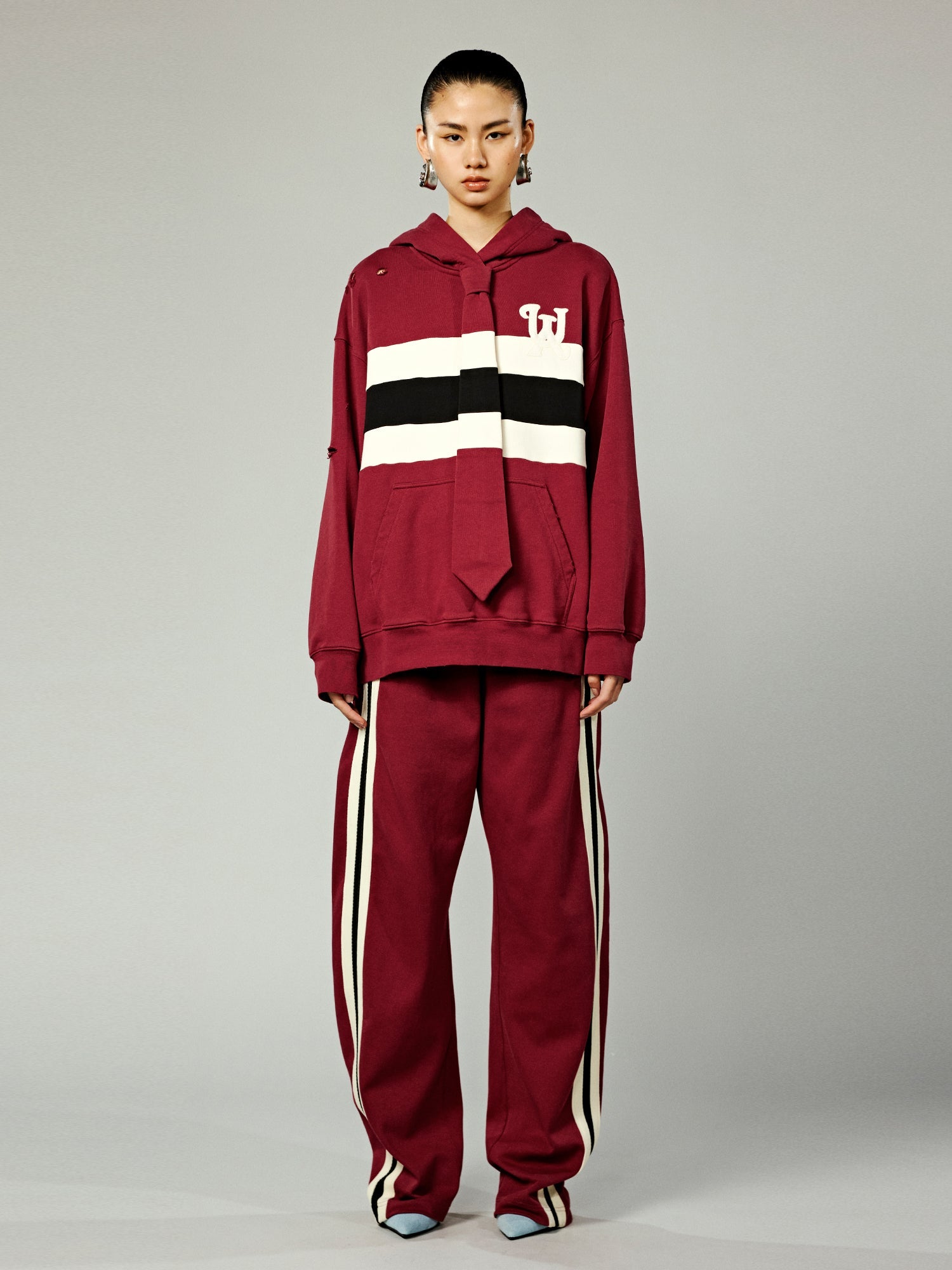 Illusion tie academy striped hoodie