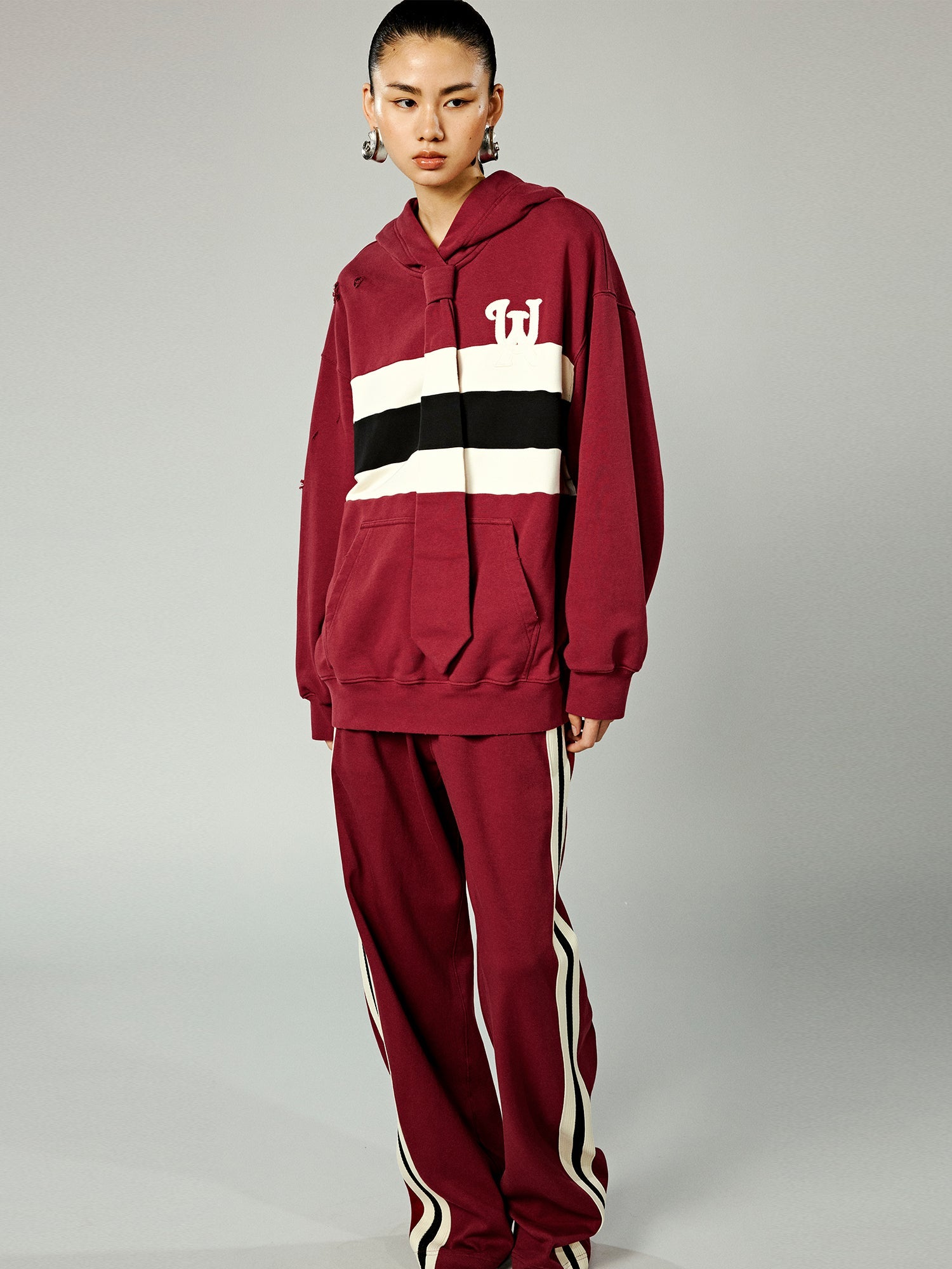 Illusion tie academy striped hoodie